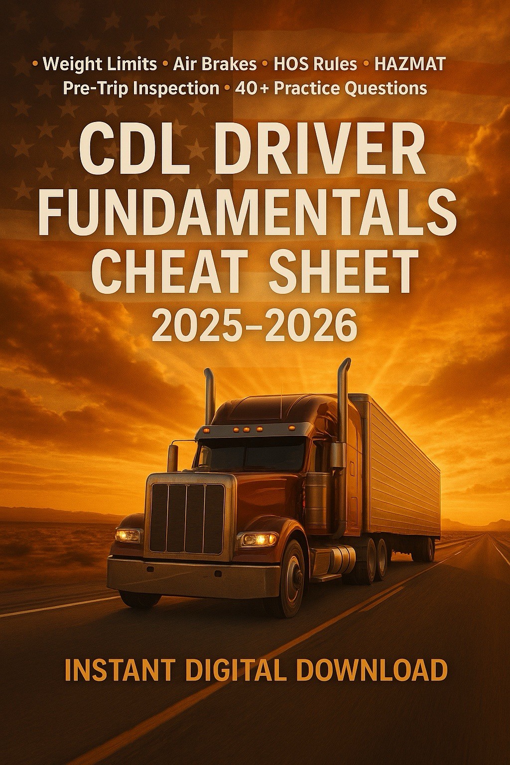 CDL Driver Fundamentals Cheat Sheet & Quiz Bundle 2025–2026 — Instant Download