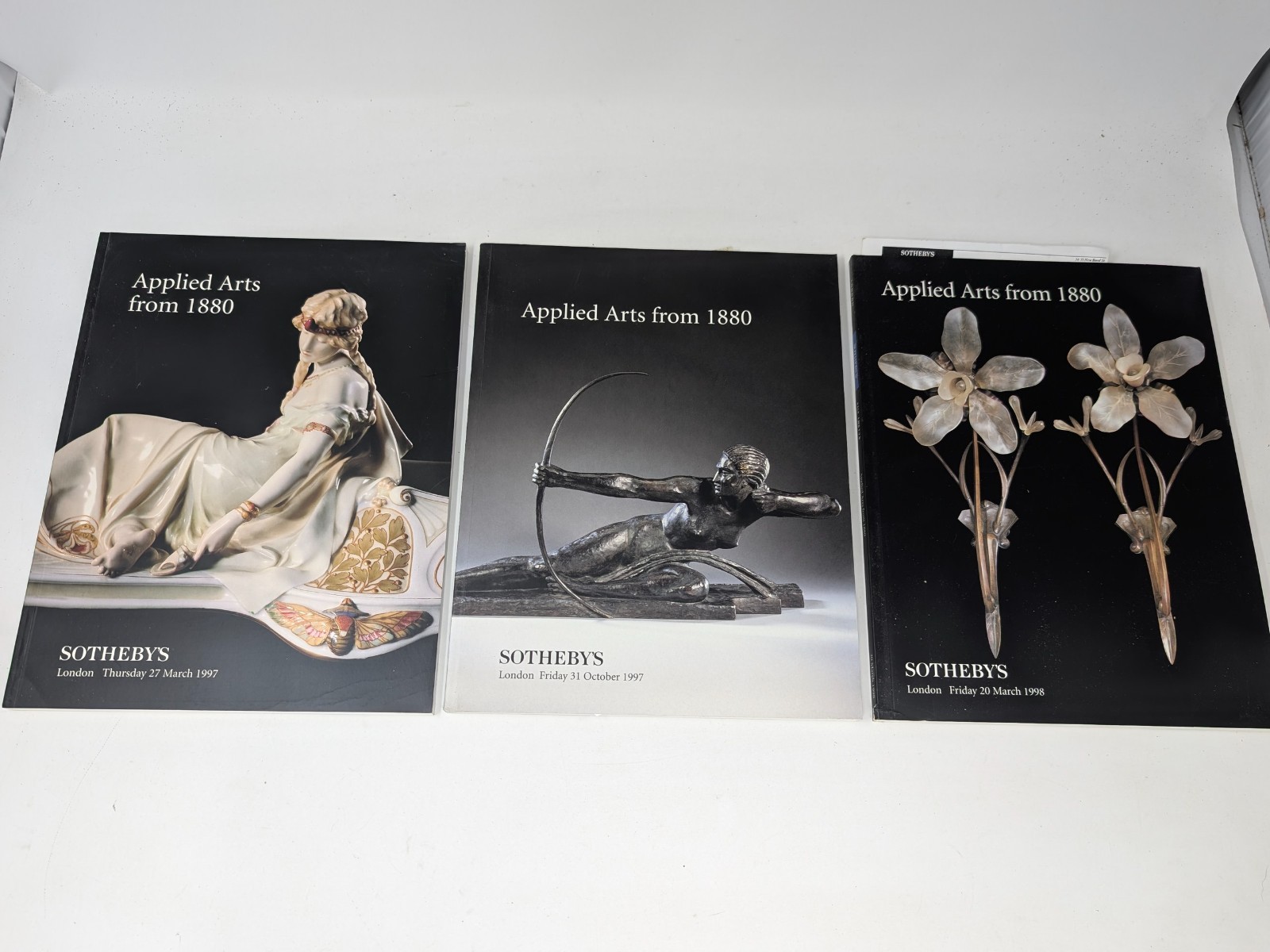 LOT OF 3 Sotheby’s APPLIED ARTS FROM 1880 auction catalogs 1997 1998 lONDON