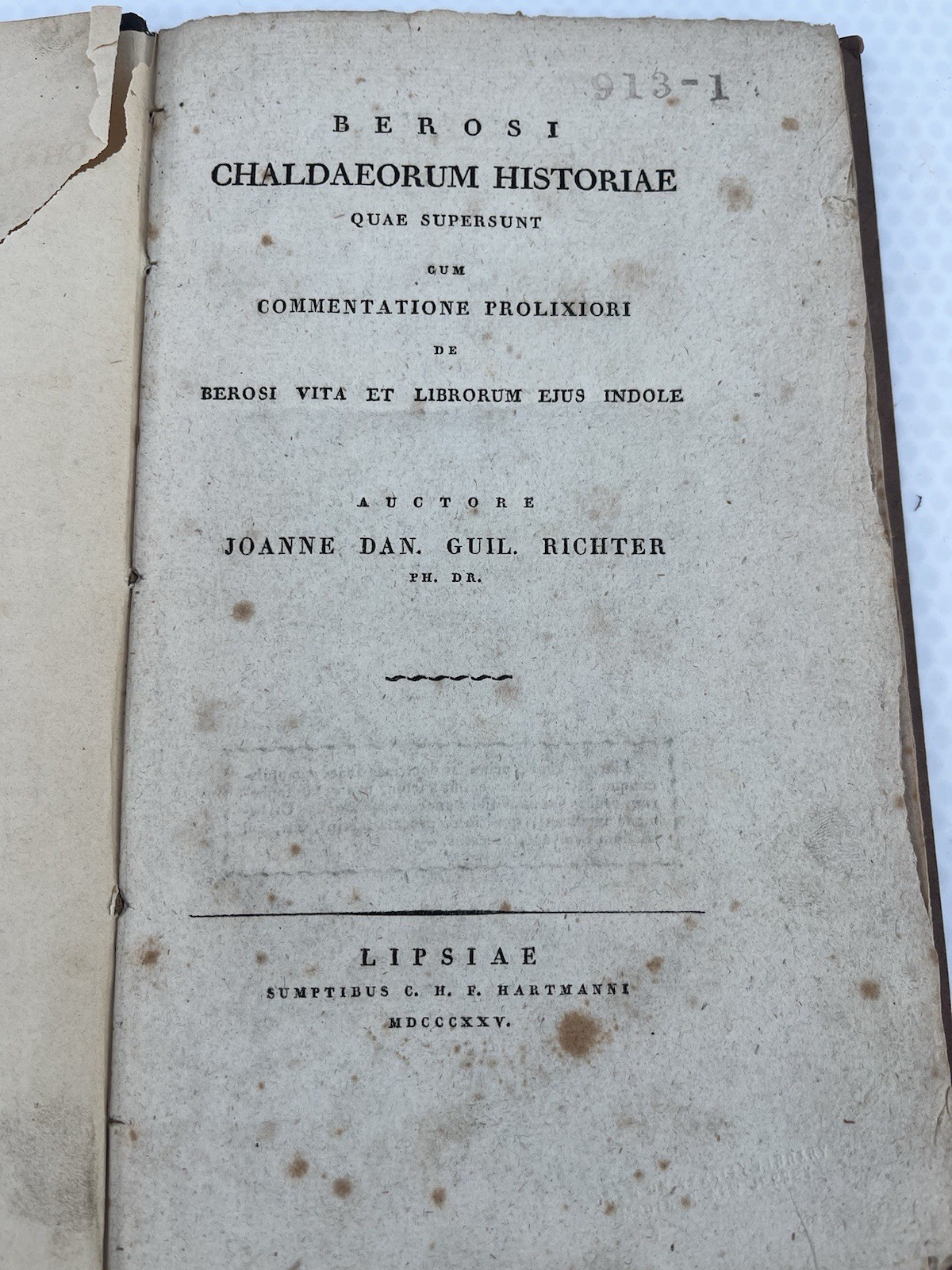 1825 Berosus Chaldaeorum Historiae Quae Supersunt James Strong Personal Copy