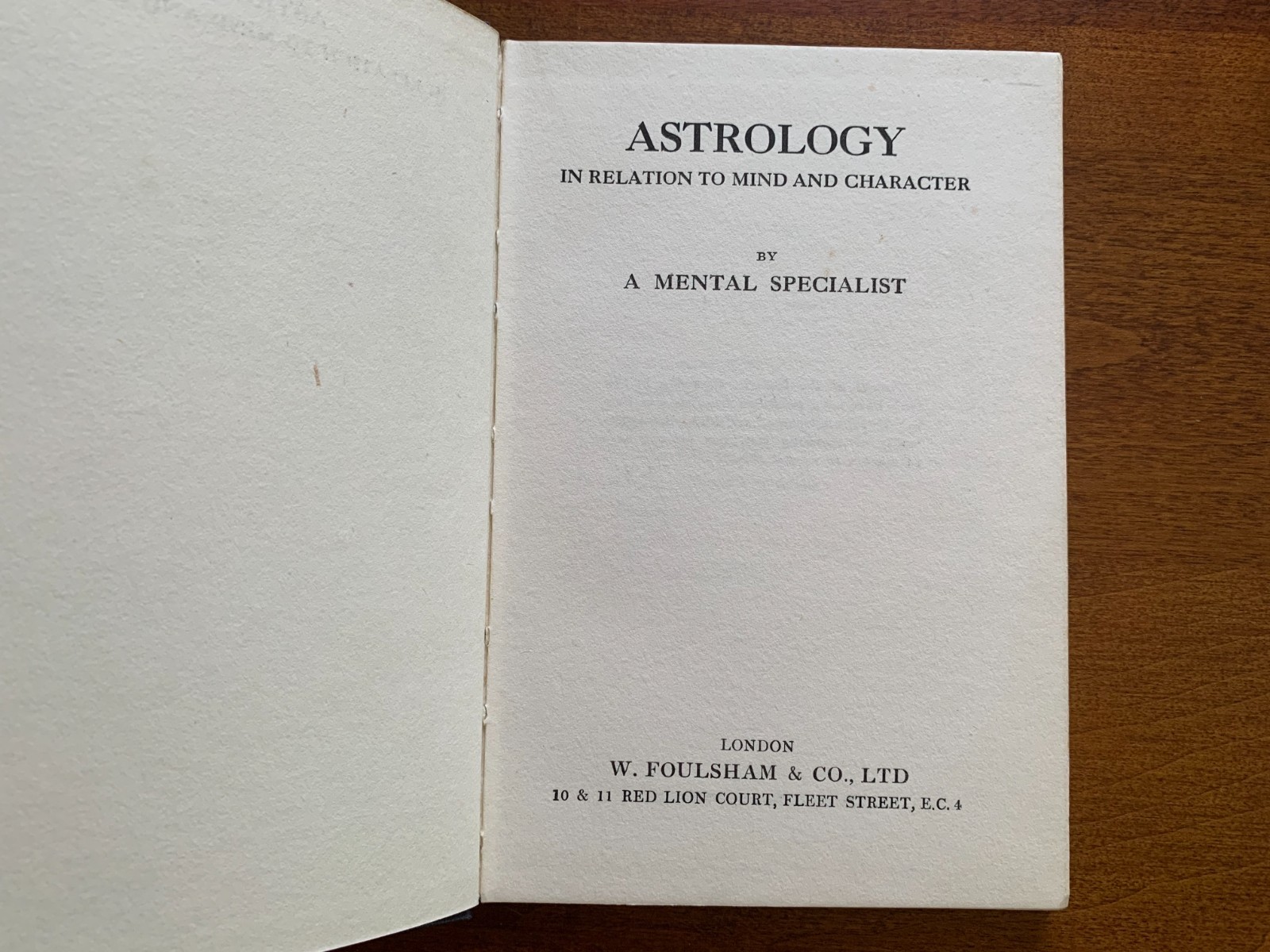 Astrology in Relation to Mind and Character by a Mental Specialist 1924 Occult