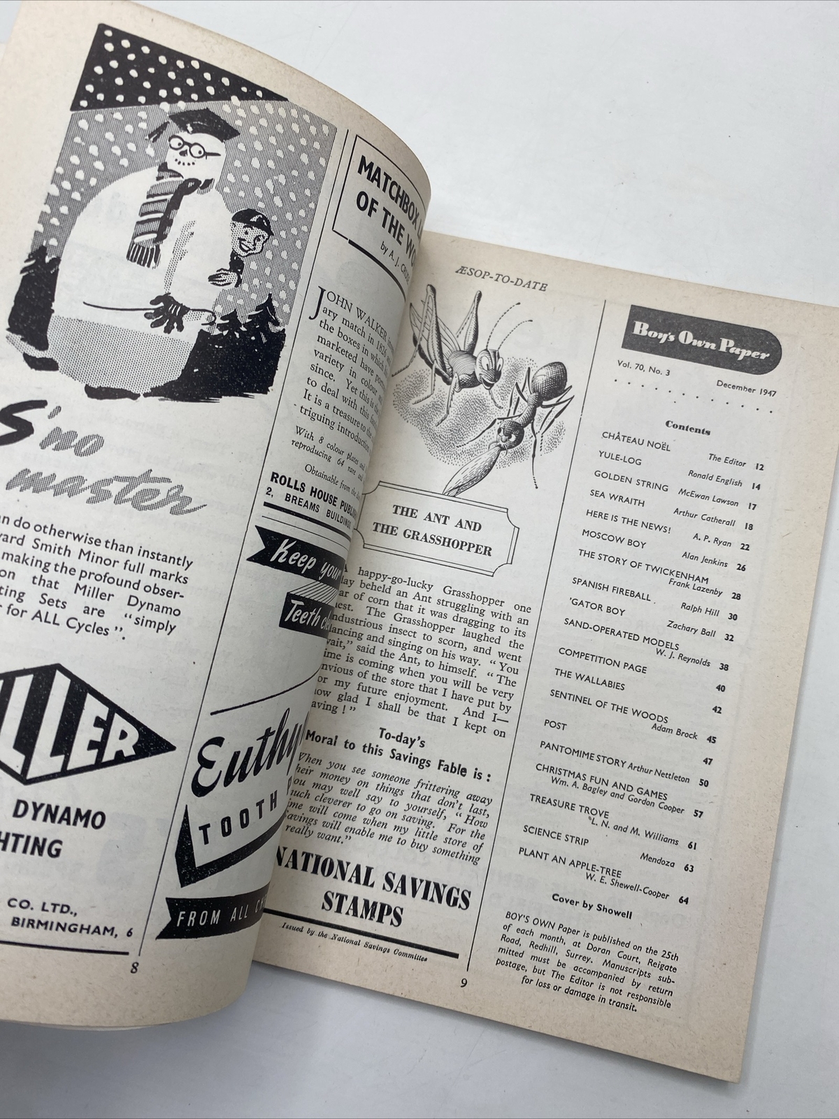 BOY’S OWN PAPER – DEC 1947 / Vol 70 no.3 – Vintage Articles, Features & Adverts