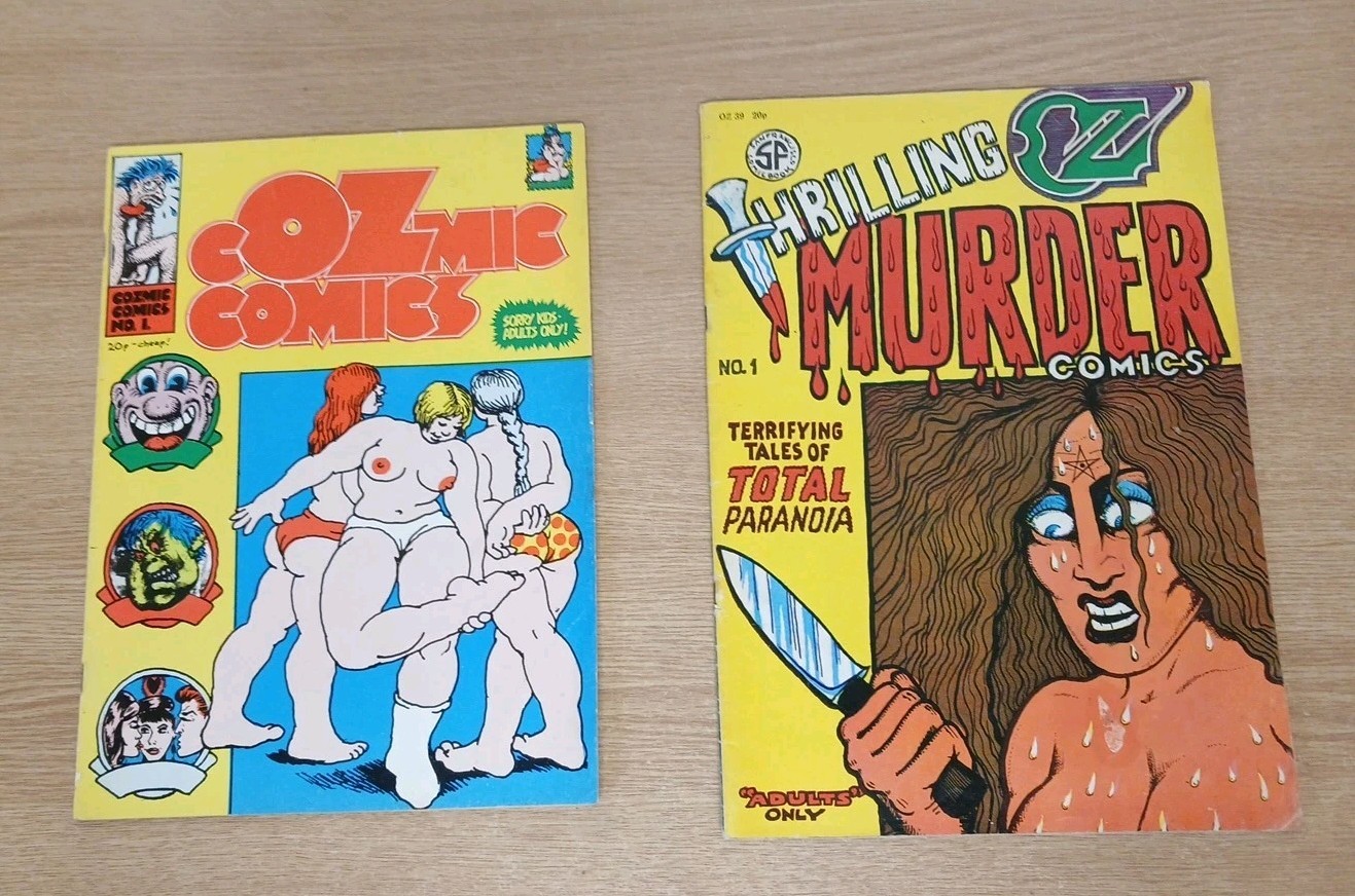 OZ, Cosmic Comics, Issue #1 (1972) and #39 “Thrilling Murder Comics” Adults Only