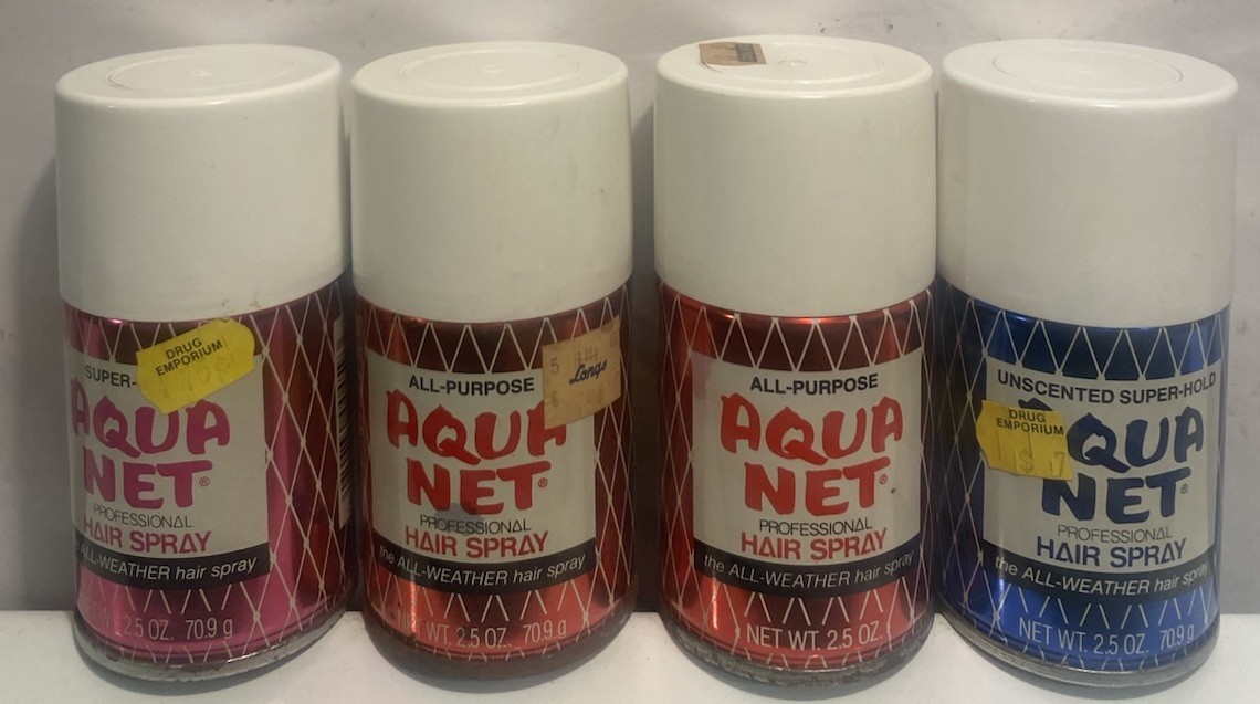 4x NOS Super Rare Vintage Hair Sprays Aqua Net Salon 2.5 Oz Travel Size 80s