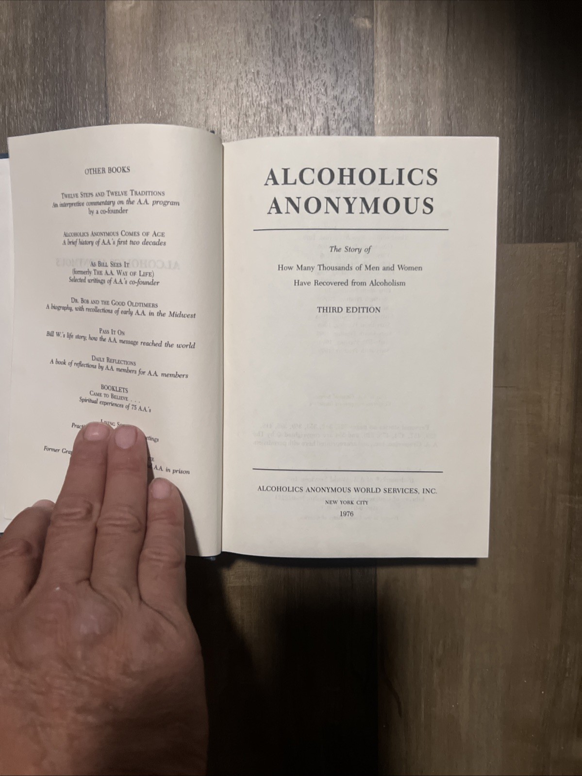 Alcoholics Anonymous 3rd Third Edition Printing from 1976 66th Print From 1999