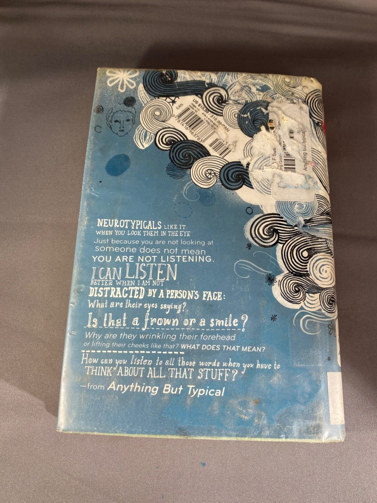 Anything But Typical by Nora Raleigh Baskin Hardcover Dust Jacket Ex-Library