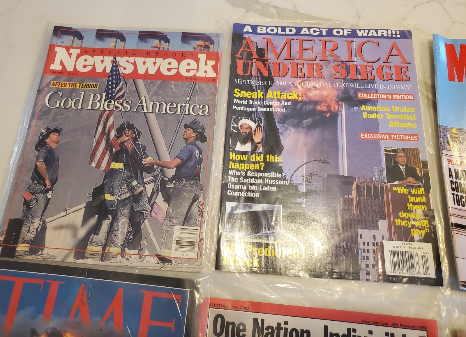 Lot of 7 +1 September 11th 2001 9/11 Magazines Special Editions: Time Newsweek