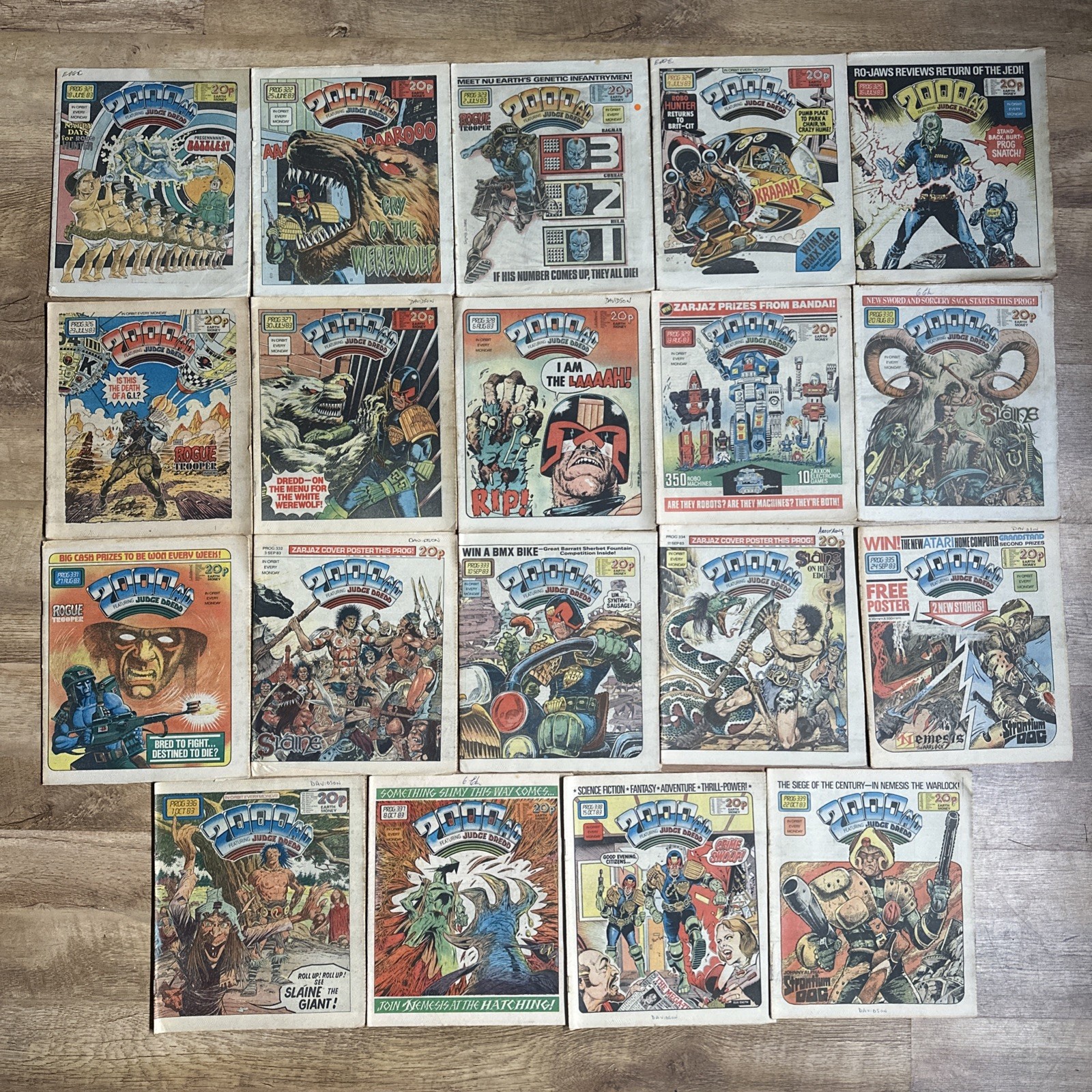 2000AD Progs Judge Dredd issues 321 – 339 job lot
