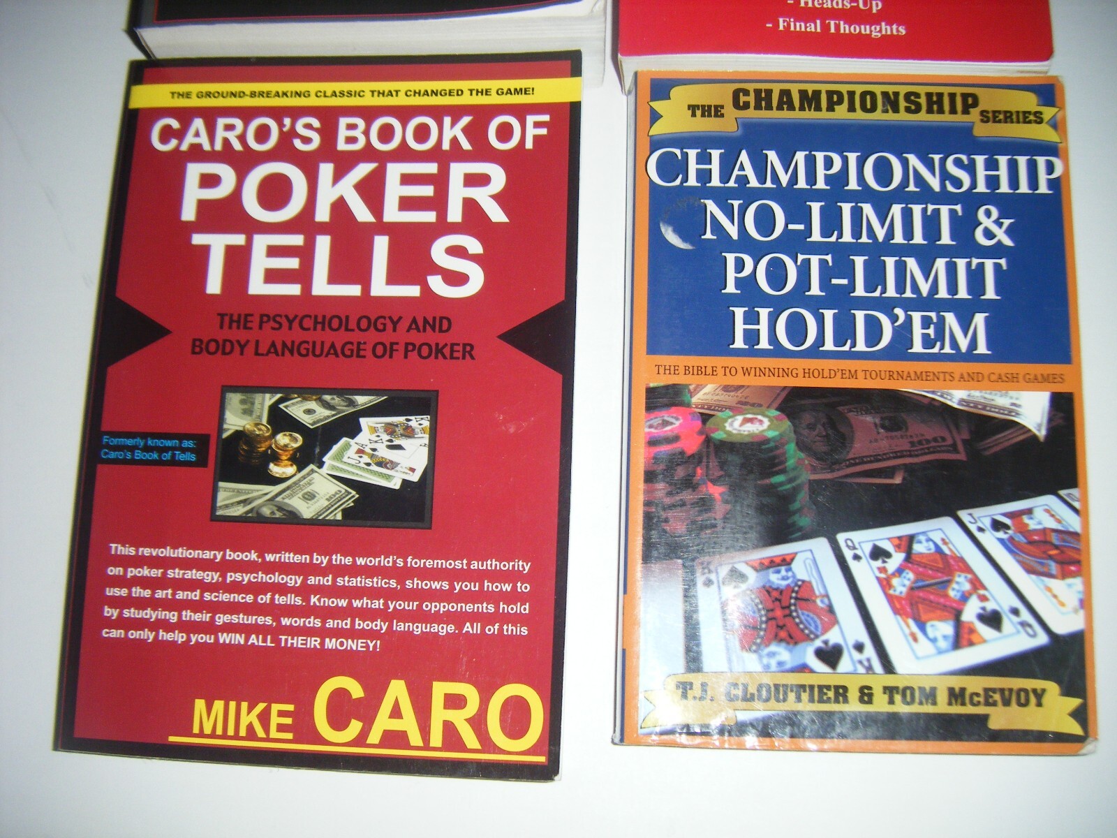 4 Hold’em Books Dan Harrington Mike Caro Doyle Brunson Super System Poker Tells