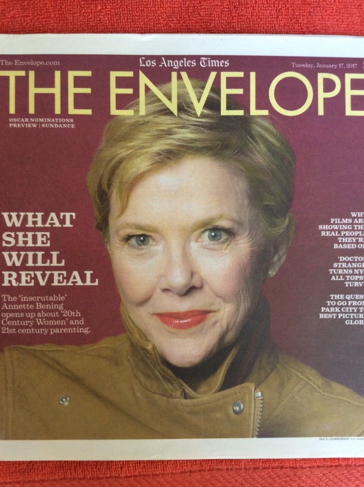 THE ENVELOPE JANUARY 17 2017 ANNETTE BENING 20TH CENTURY WOMEN