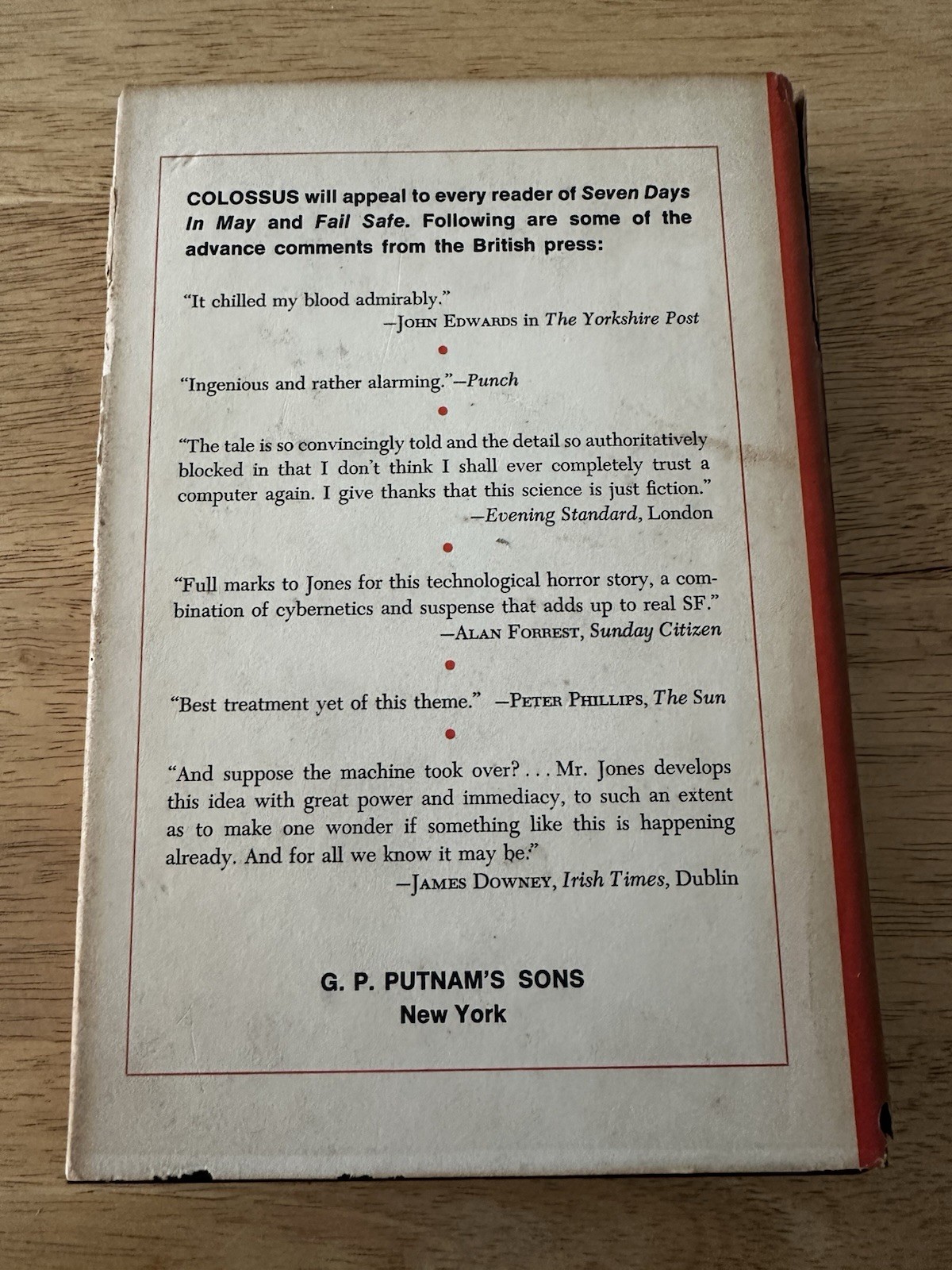 COLOSSUS by D. F. Jones Vintage 1966 HC DJ BCE Book Club Edition Vintage