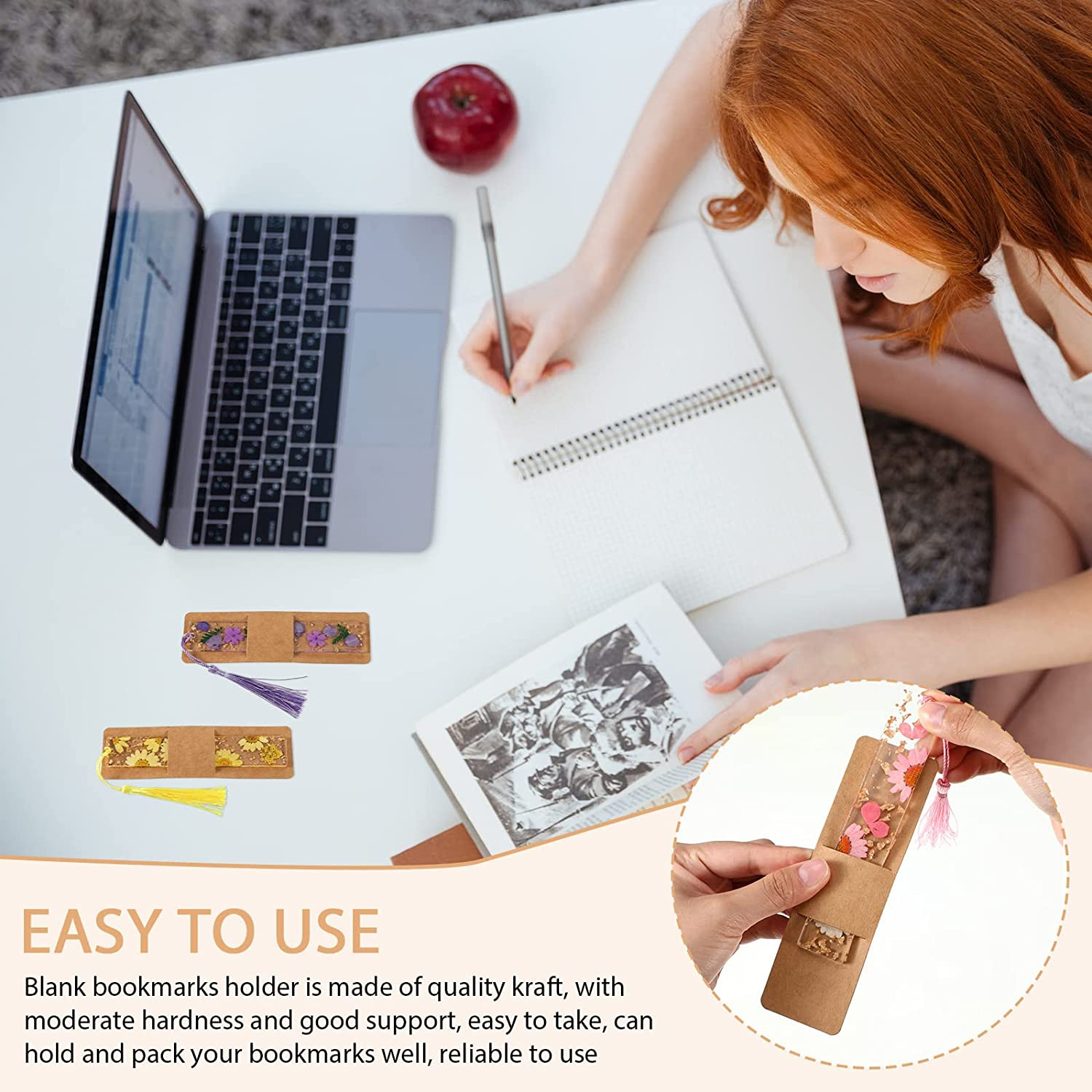 50 Pieces Resin Bookmark Holder Bulk 5. 9 x 1. 8 Inches Kraft Bookmark Sleeves D