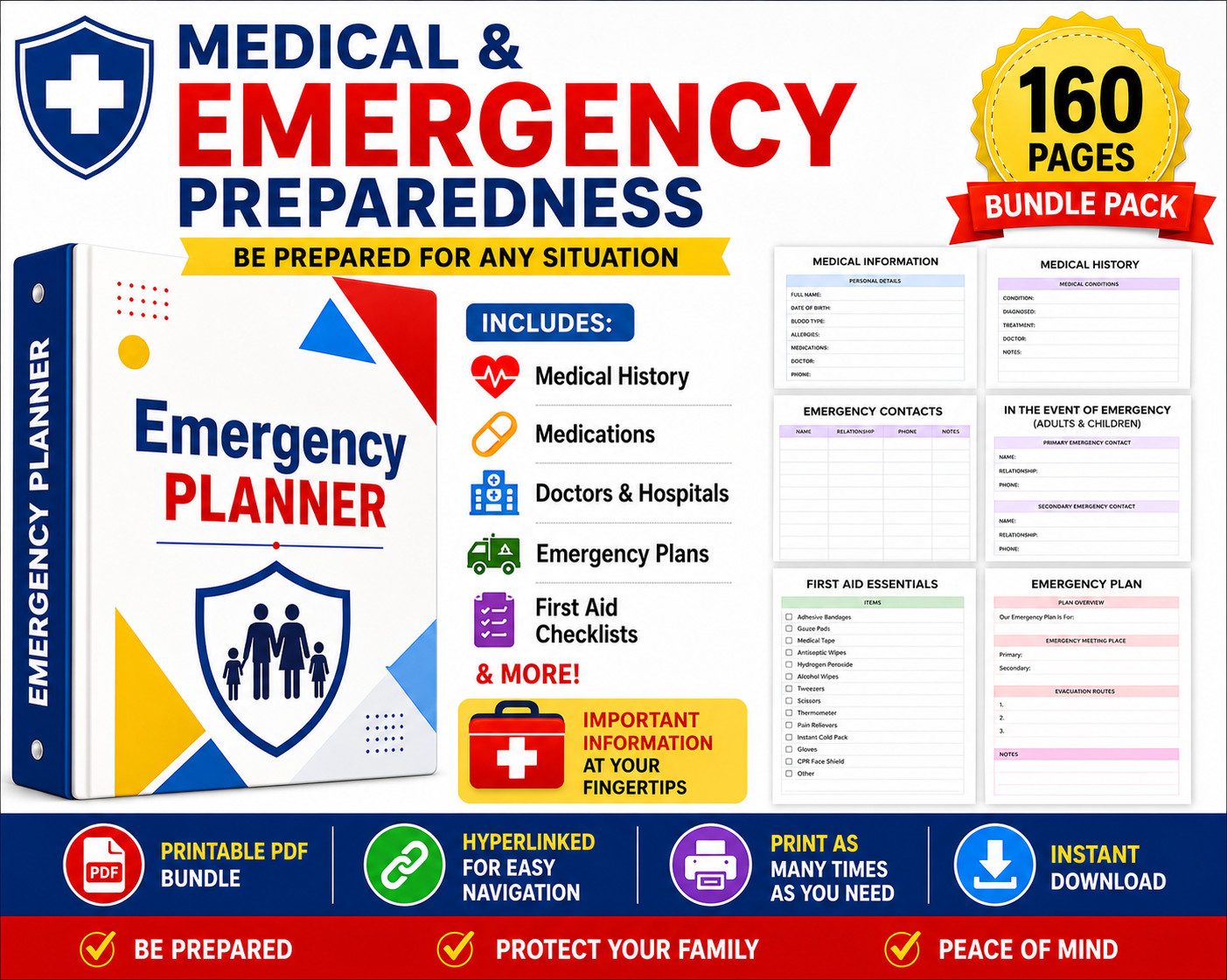 DIGITAL CONTENT- Emergency Binder Printable | End of Life Planner | Household Fa