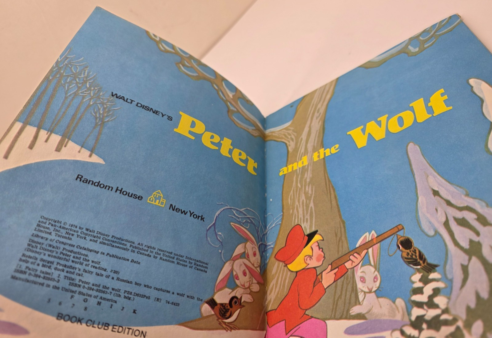 Vintage 1974 Disney Peter And The Wolf Hardcover Book Random House