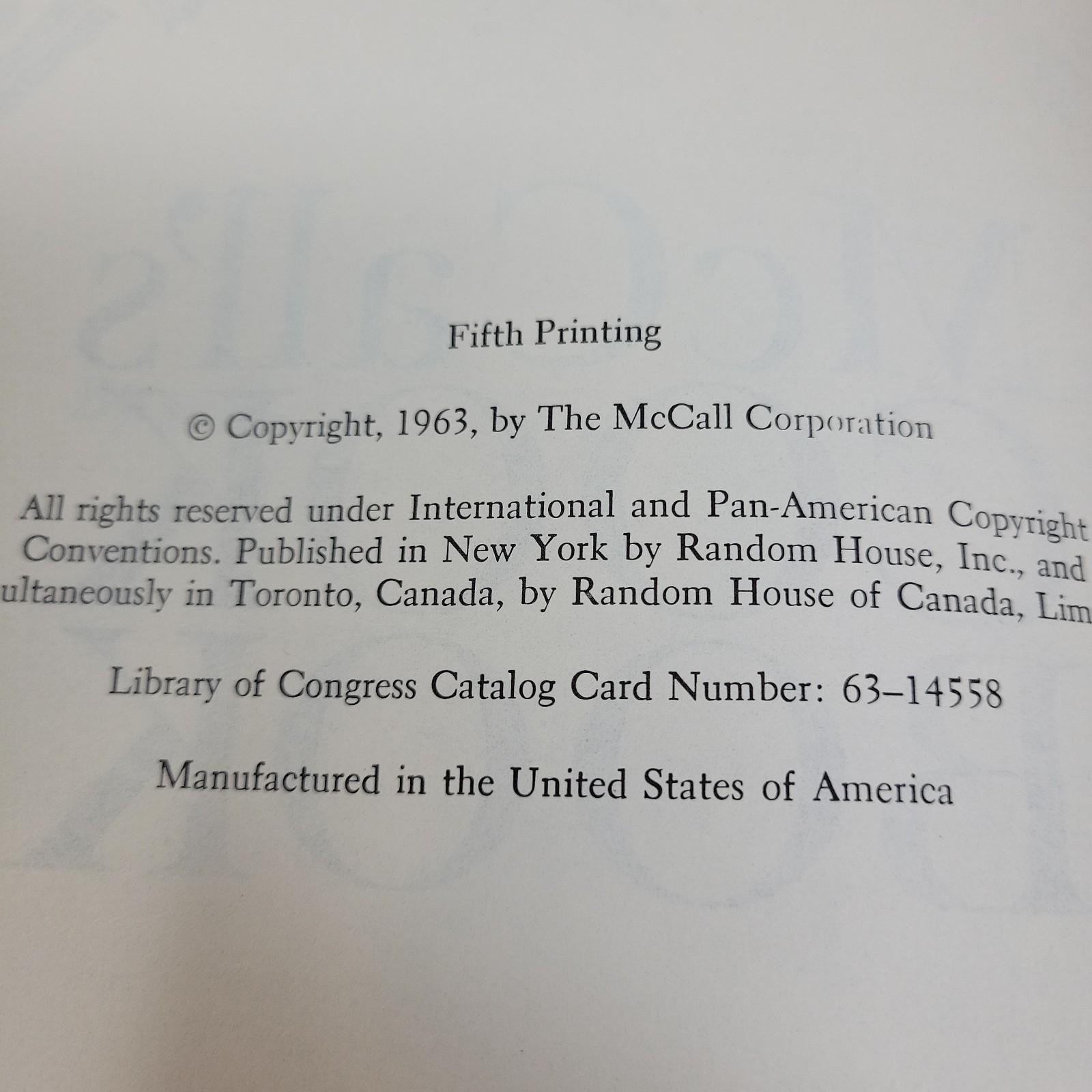 McCall’s Cook Book, 1963 Vintage Hardcover Green 5th Printing Random House