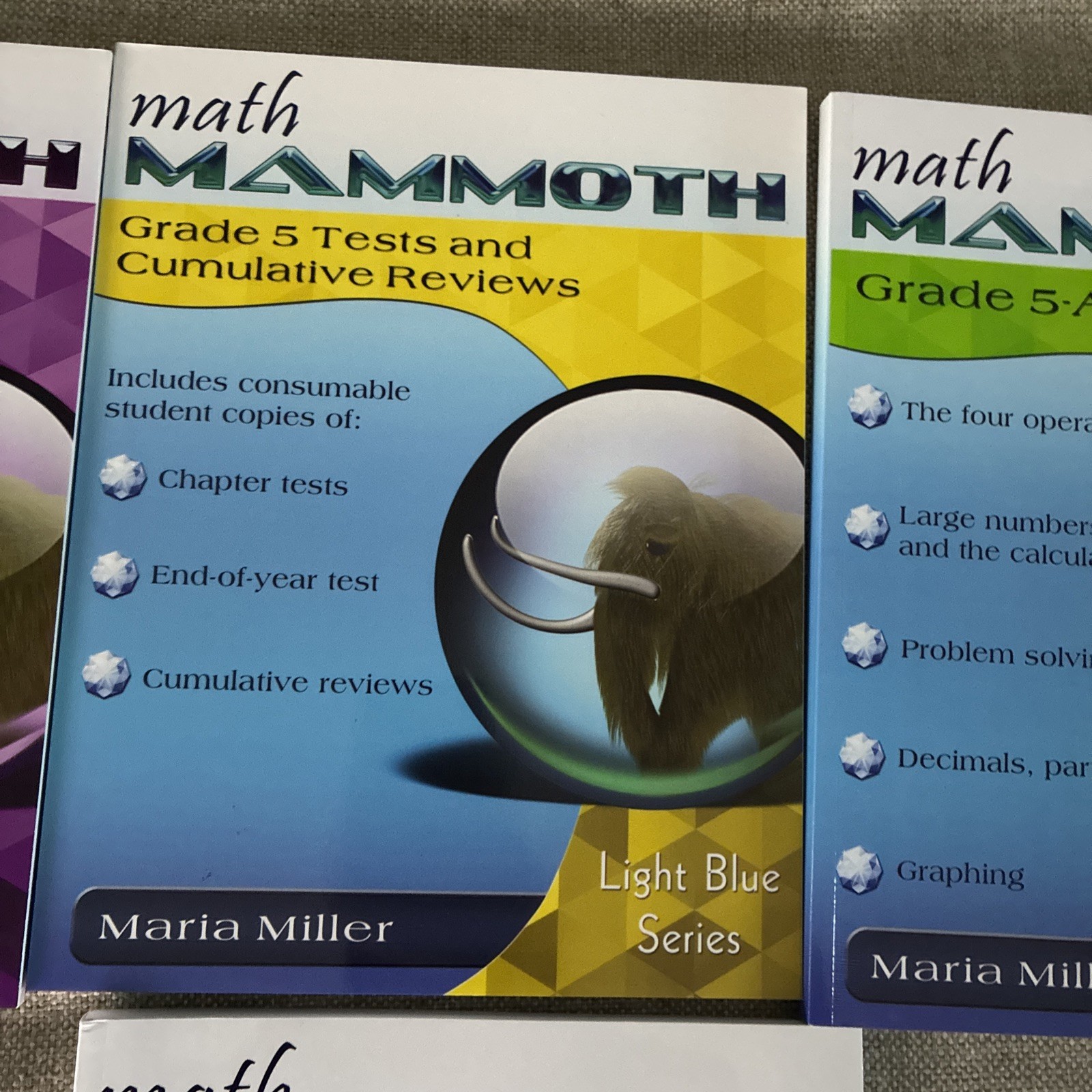 Math Mammoth Grade 5: 5A, 5B Worktext, Tests & Cumulative Review,Answer Keys x4