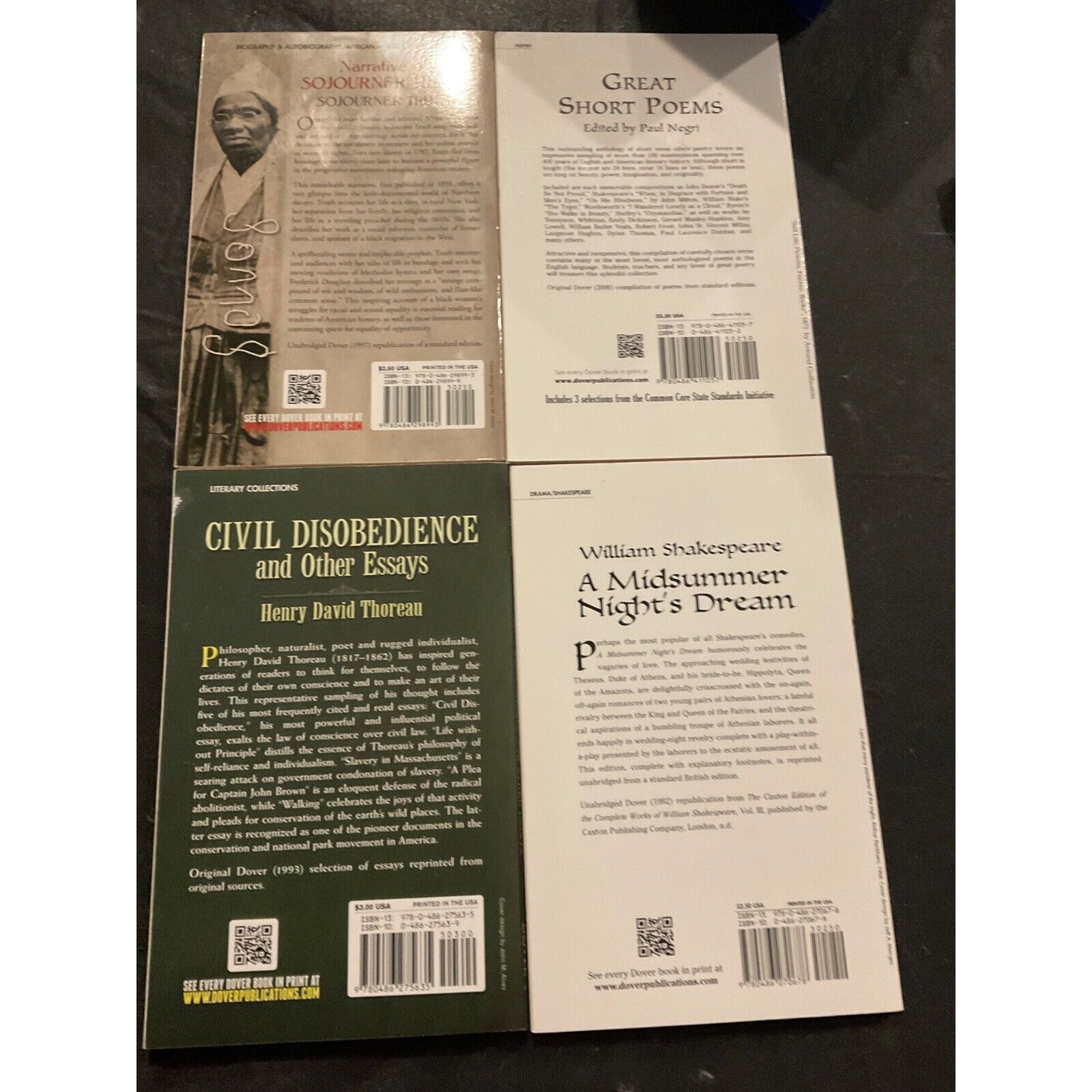 Drover Thirft Lot 4 A Midsummer Night’s Dream, Civil Disobedience, Poems, Truth