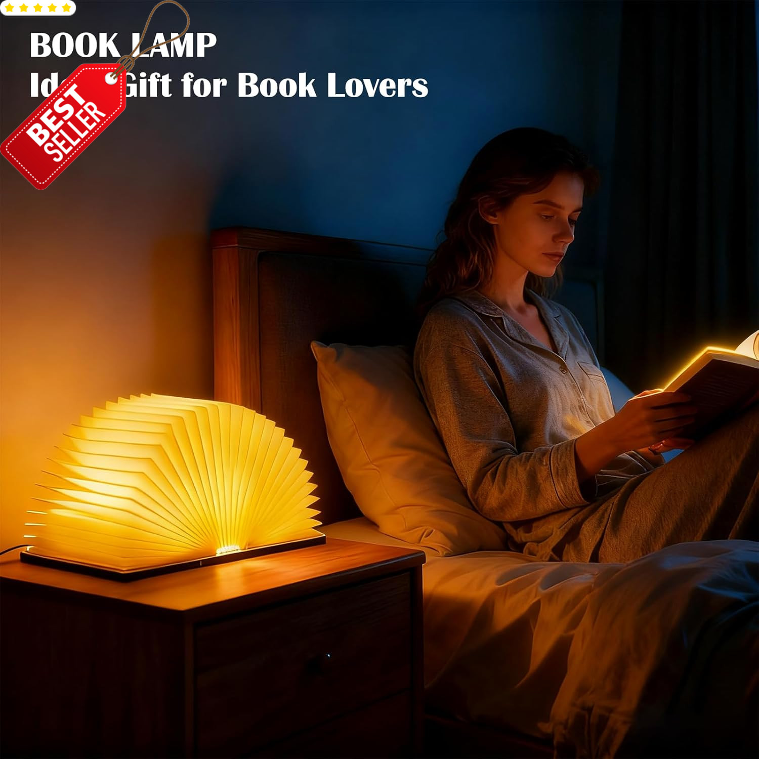 6.5in Foldable Book Lamp Rechargeable Paper Light Embossed Night Light – US