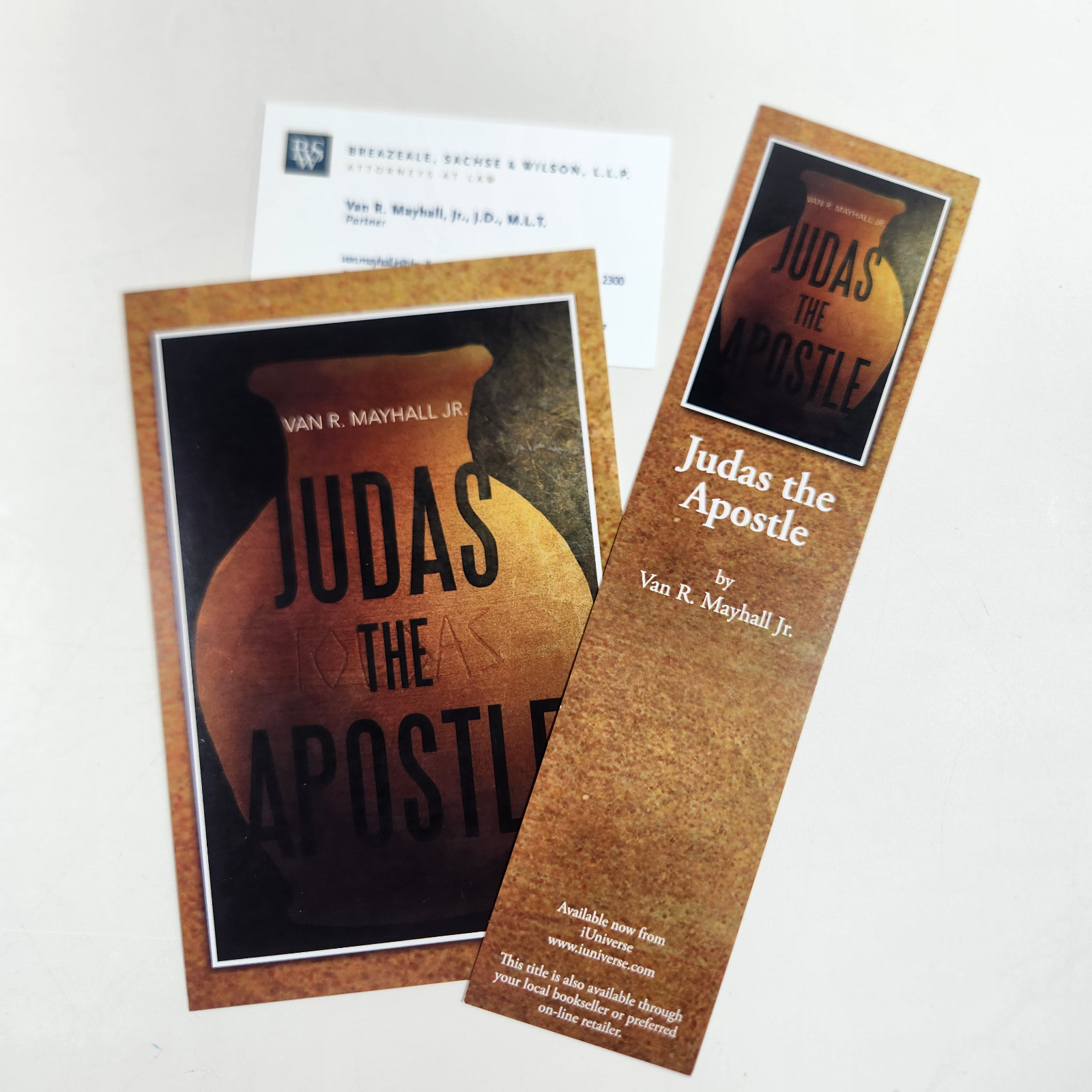 SIGNED Judas The Apostle Van Mayhall Religious Mystery Promo Ephemera Lot HC