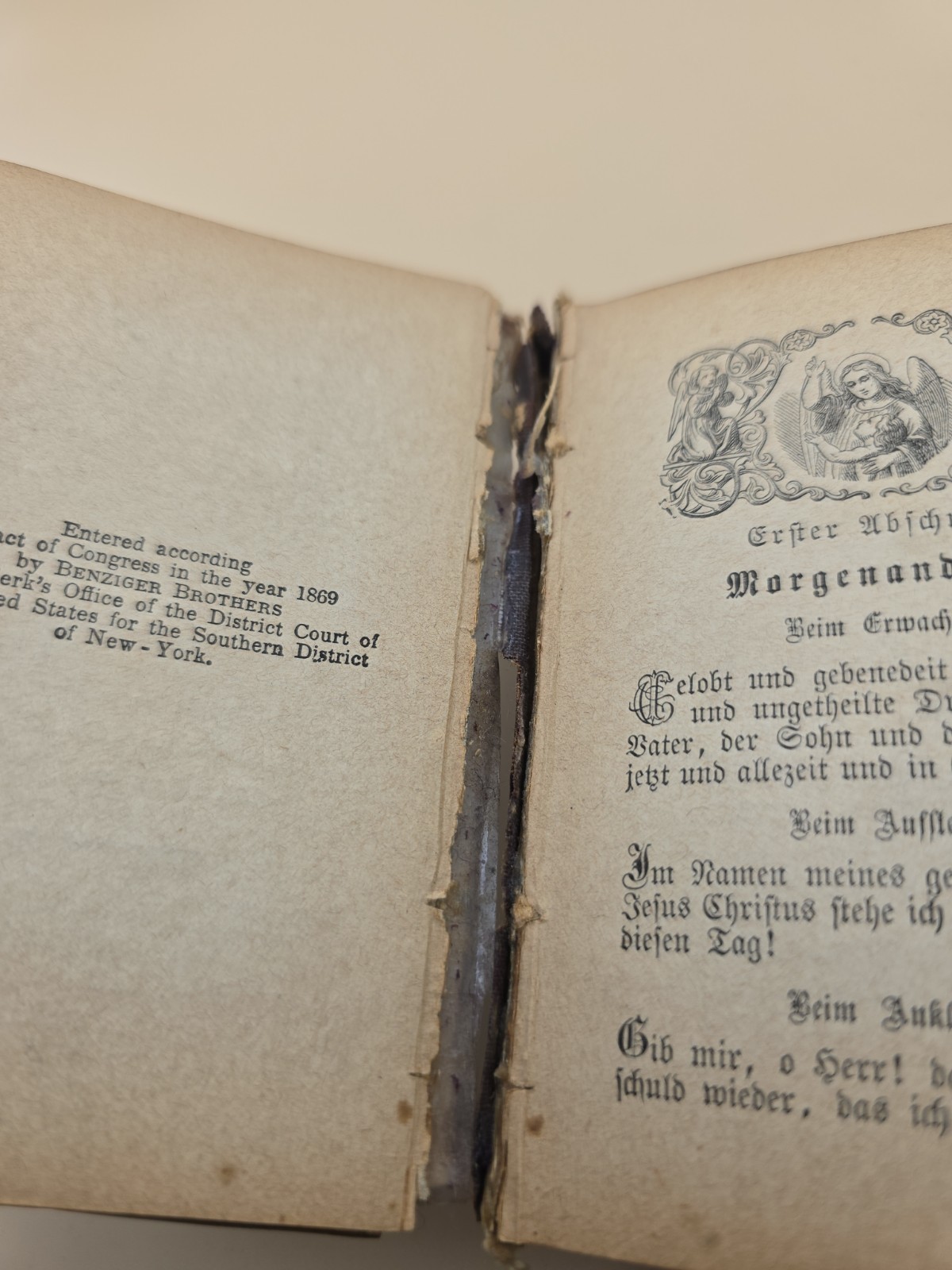Antique 1860s Velvet German Prayer Book Brass
