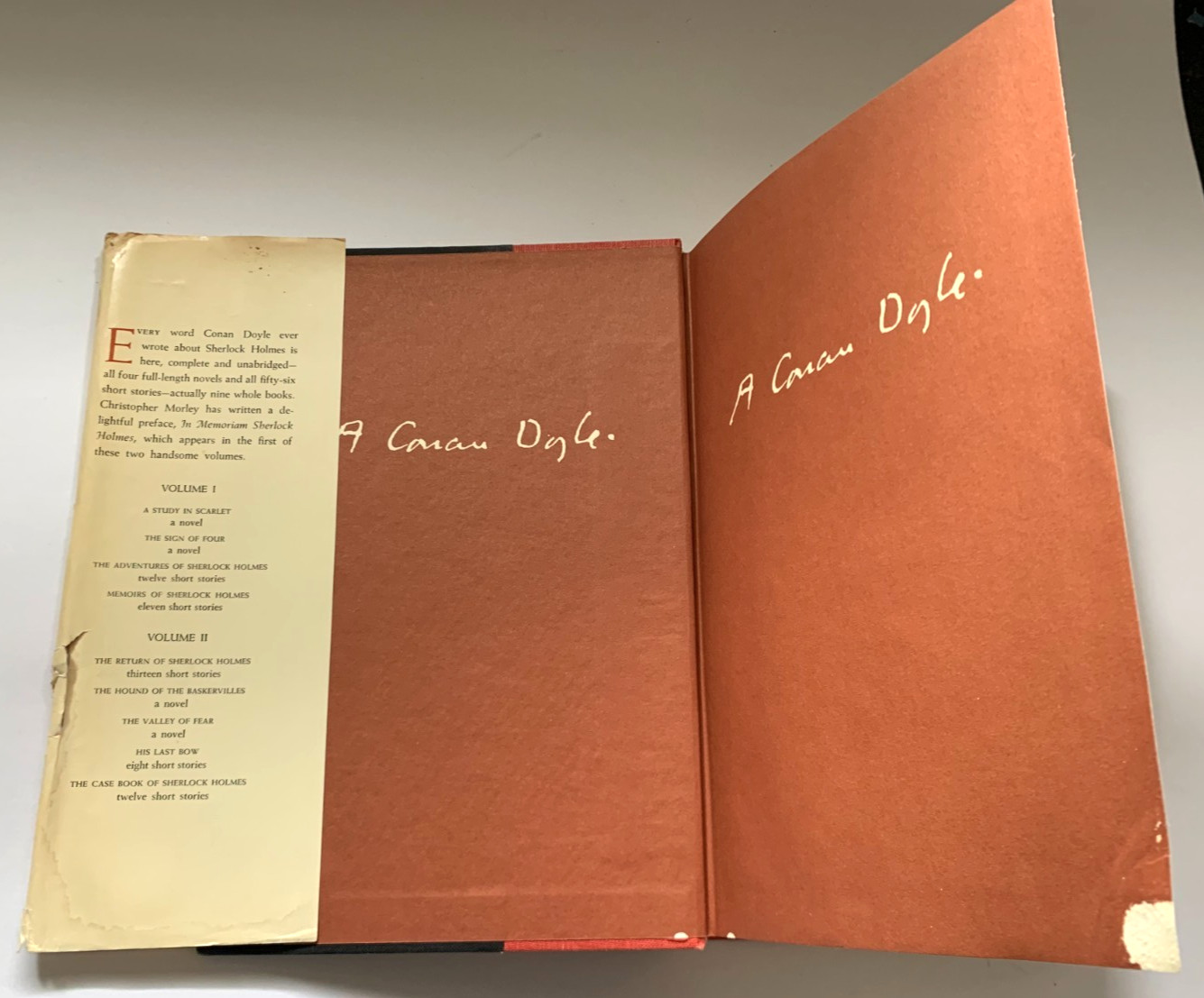 COMPLETE SHERLOCK HOLMES In 2 Handsome Volumes Sir Arthur Conan Doyle HC DJ 1930