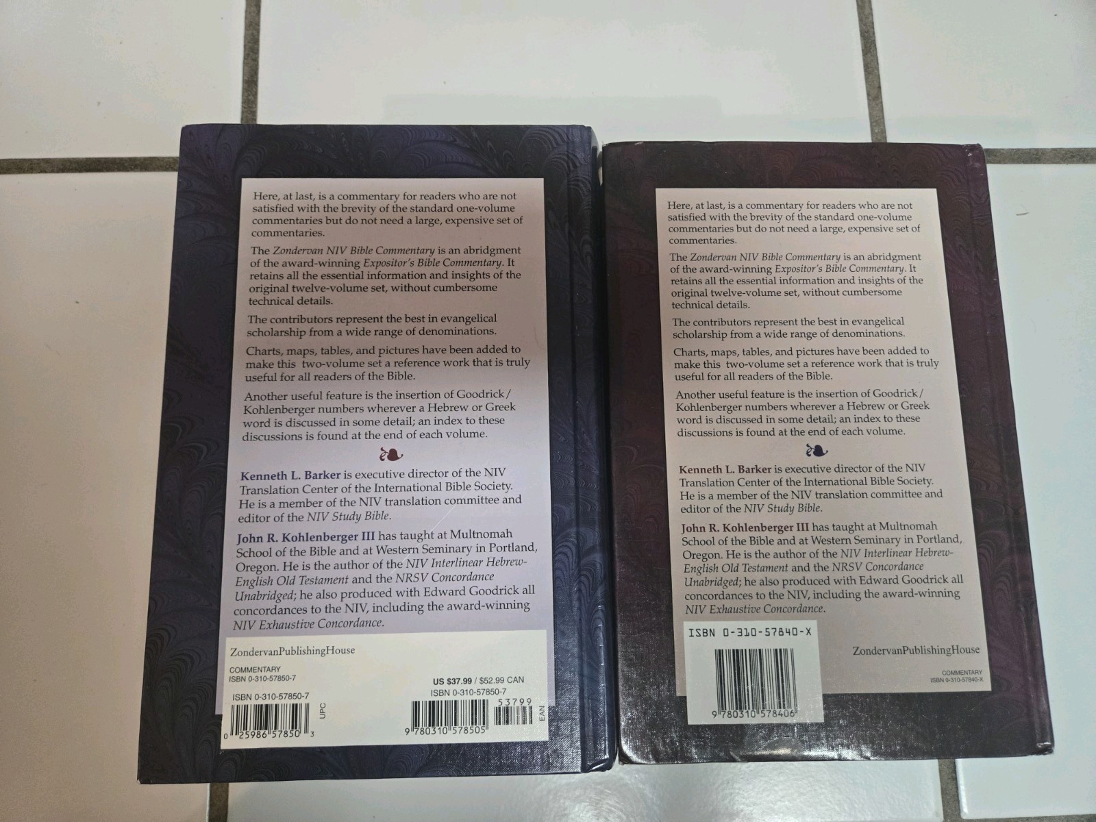 The Zondervan NIV Bible Commentary 2 Volumes Barker Kohlenberger 1994 Hardcover