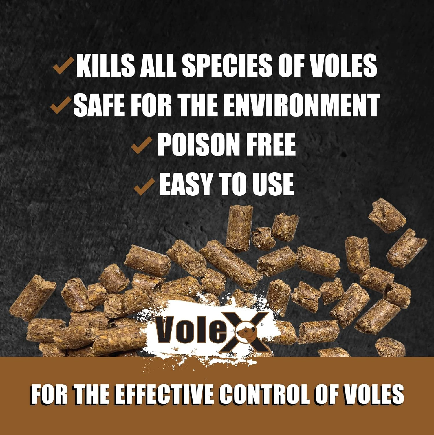 Volex All Natural Non Toxic Vole Killer Pellets 8Oz Safe for Crops Pets