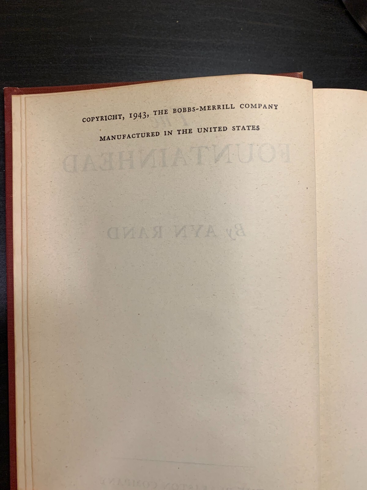 The Fountainhead by Ayn Rand (1943) Early Printing First Edition Hardcover Novel