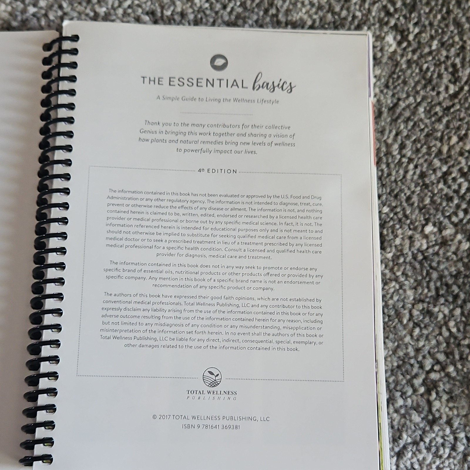 The Essential Basics, Total Wellness, 4th Ed, Spiral Bound, Essential Oils