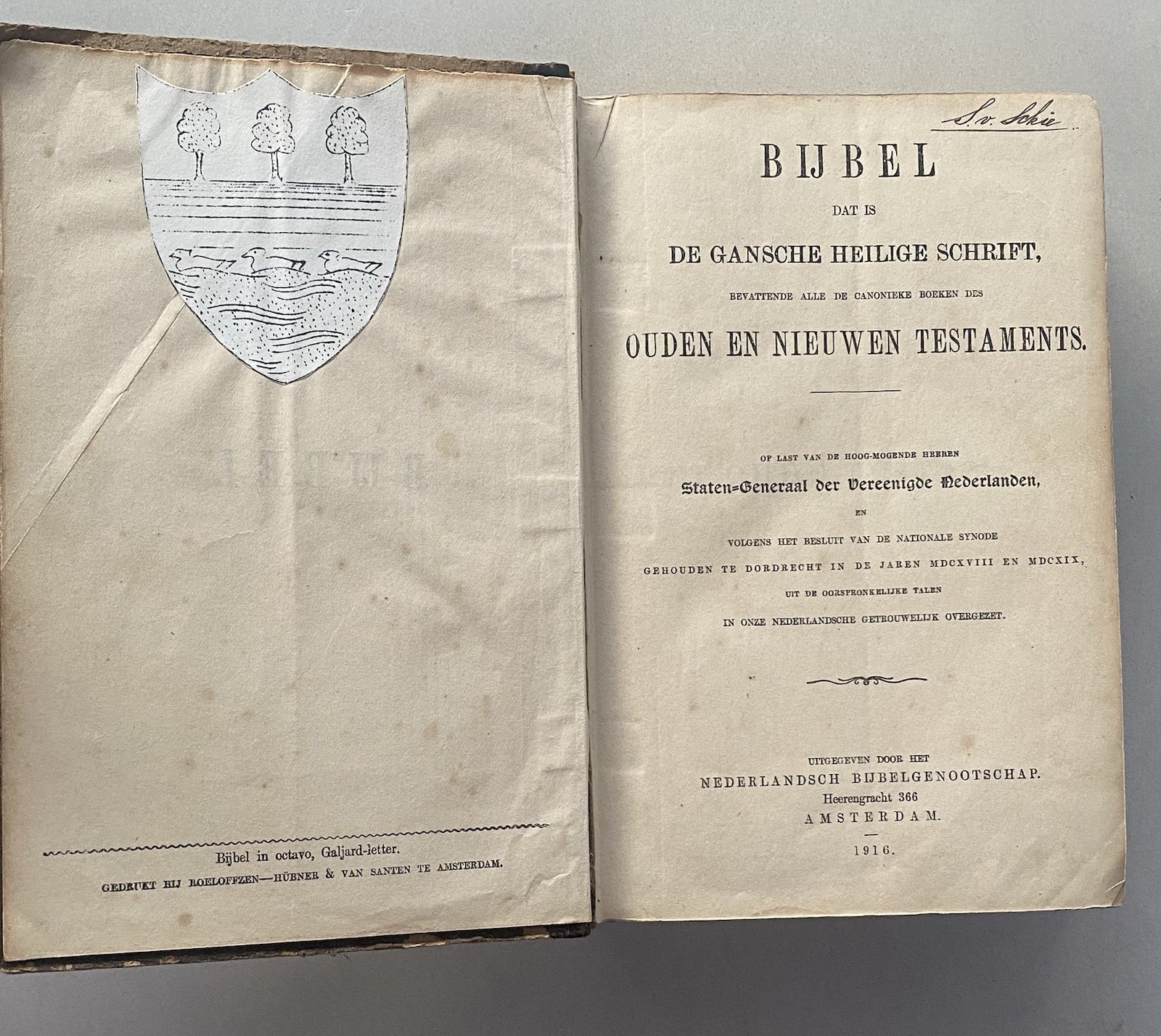 Antique 1916 Dutch Text Bible Bijbel Statenvertaling Old & New Testaments Octavo