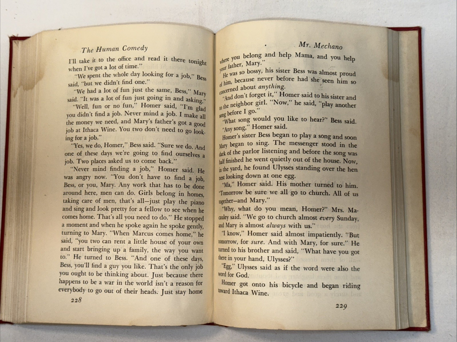 The Human Comedy by William Saroyan Book 1944 Illustrated 299 pages