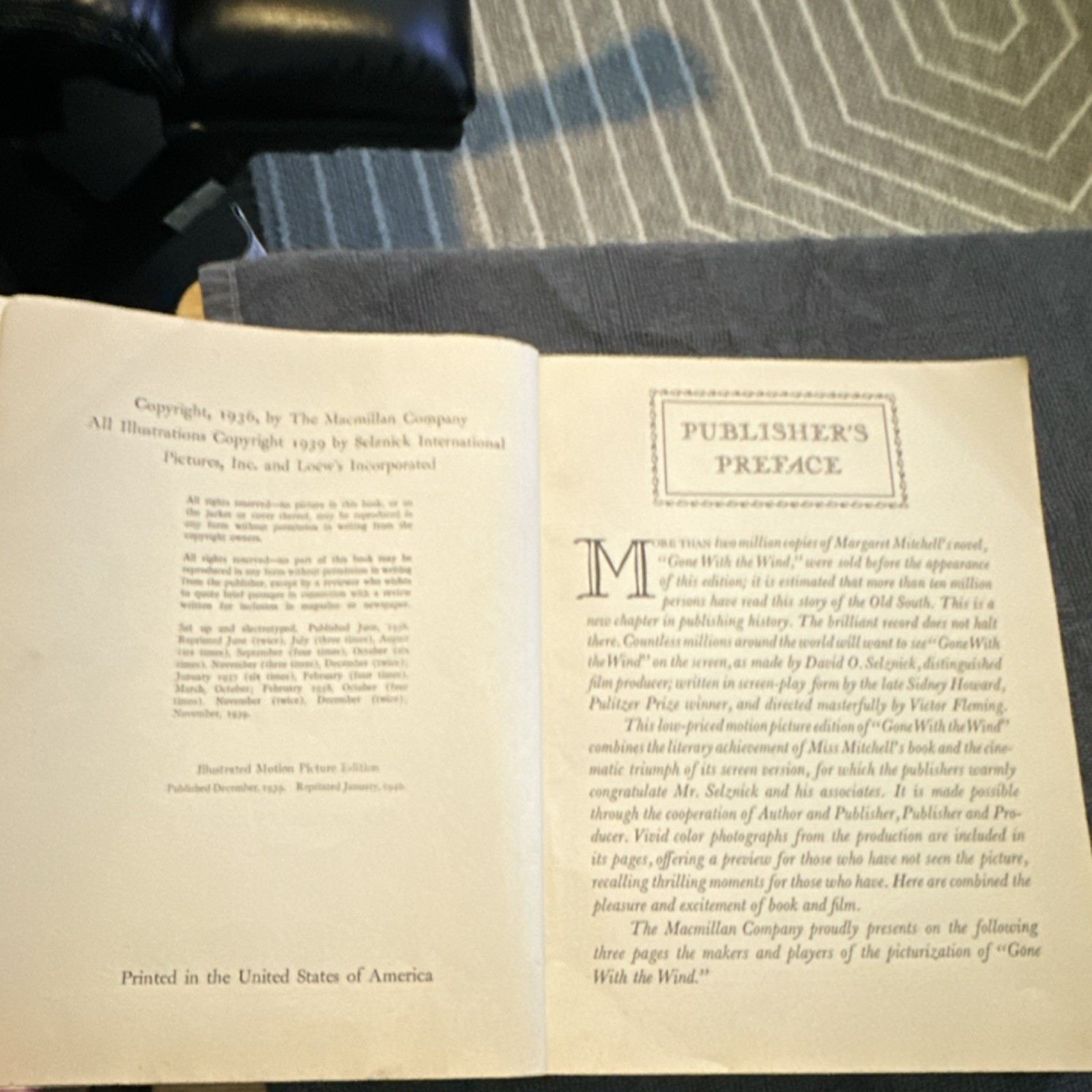 The Macmillan Company Margaret Mitchell Gone With the Wind Cloth 1940 Illustrat…