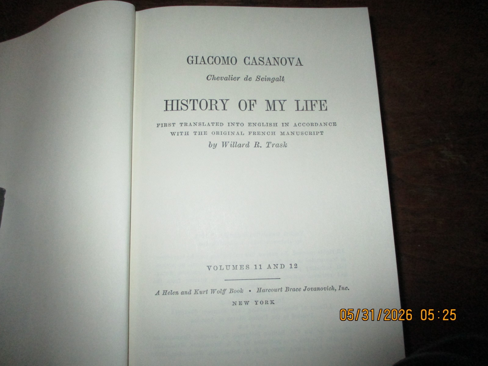 Giacomo Casanova History of My Life Volumes 1-12 (bound in 6.) Slipcased.