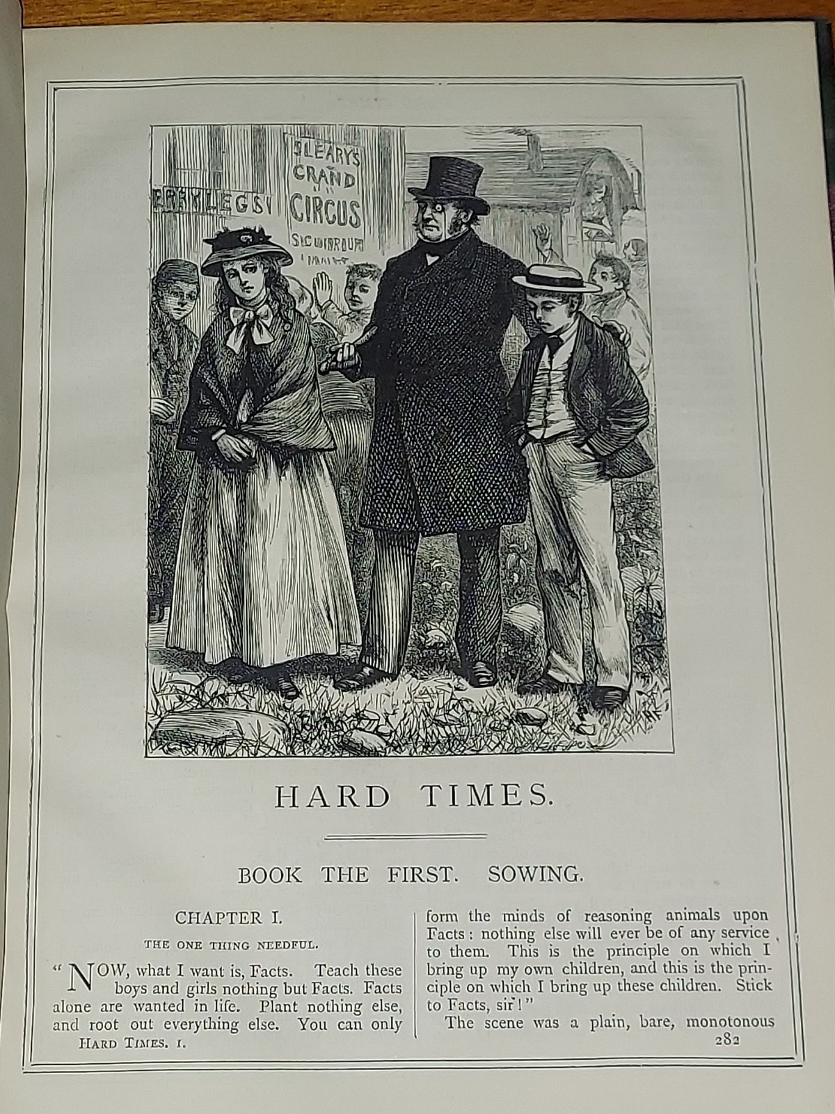 1874 CHARLES DICKENS Hard Times Fine Binding Leather Beautiful Illustrations VG+