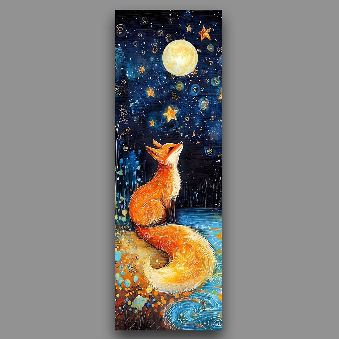 Whimsical Bookmark – Starry Night Fox Themed Gift For Book Readers, Laminated