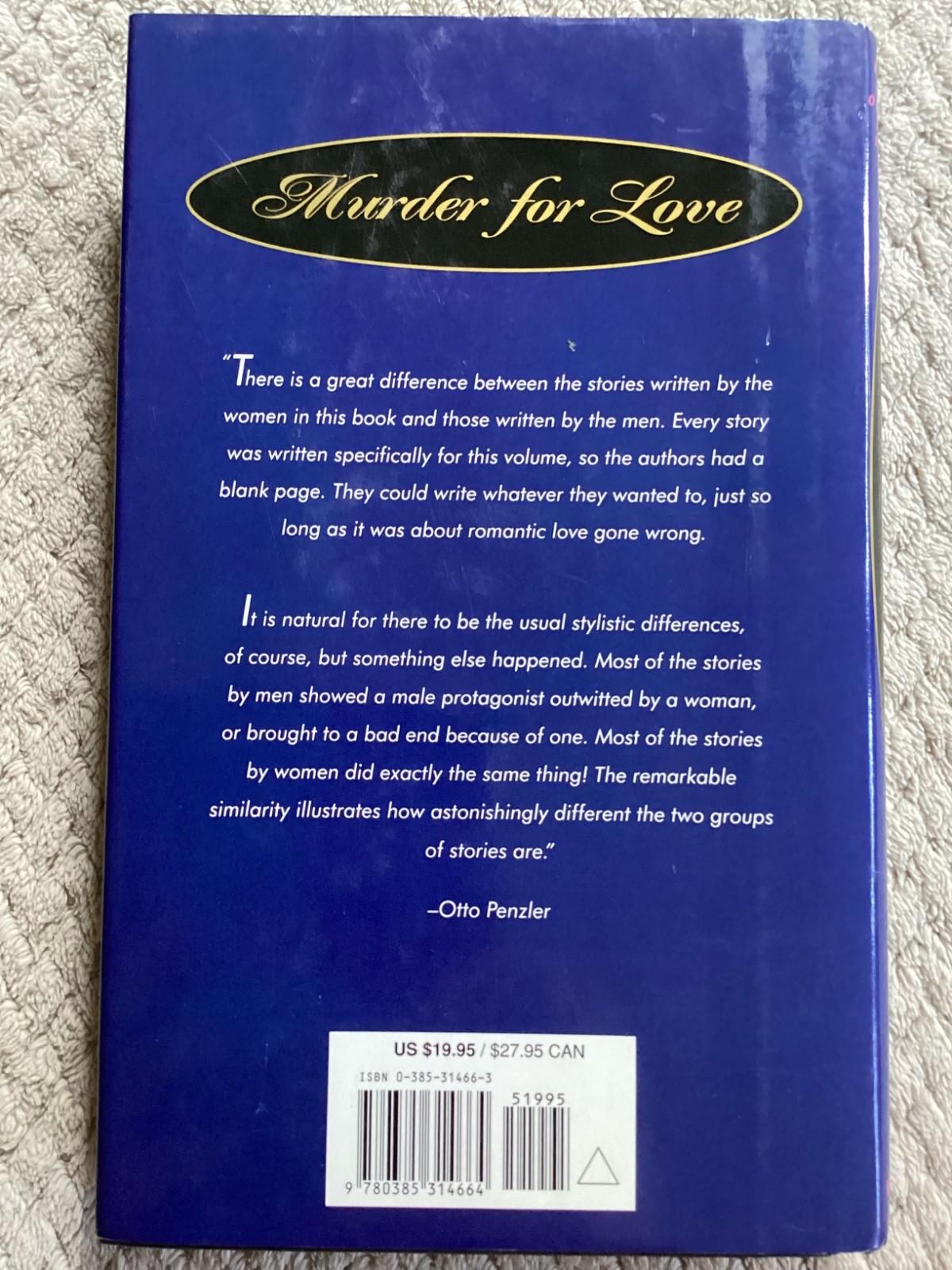 *Signed* Murder for Love Edited by Otto Penzler (1996, First Edition Hardcover)