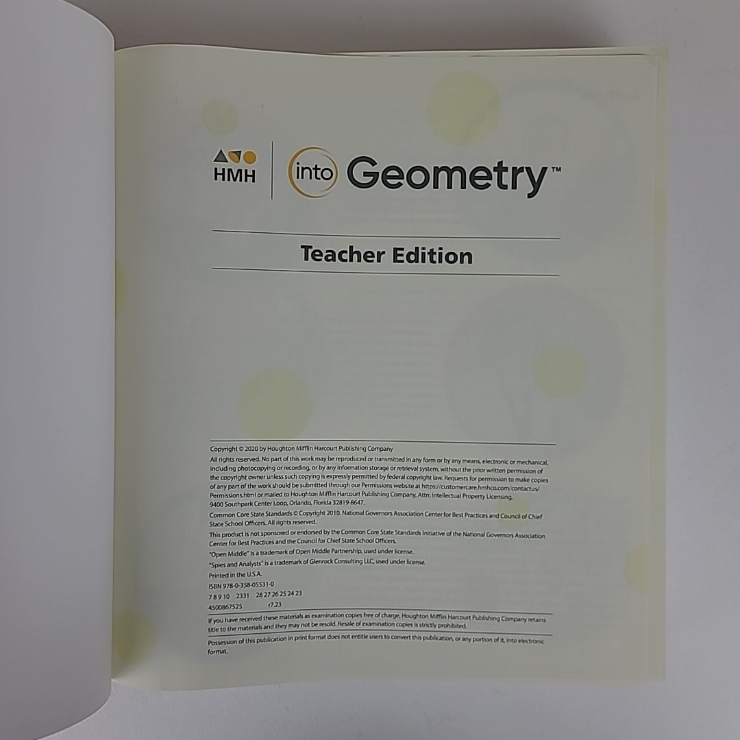 HMH into Geometry COMPLETE Teacher Edition 2020 Kit, Student Textbook Included