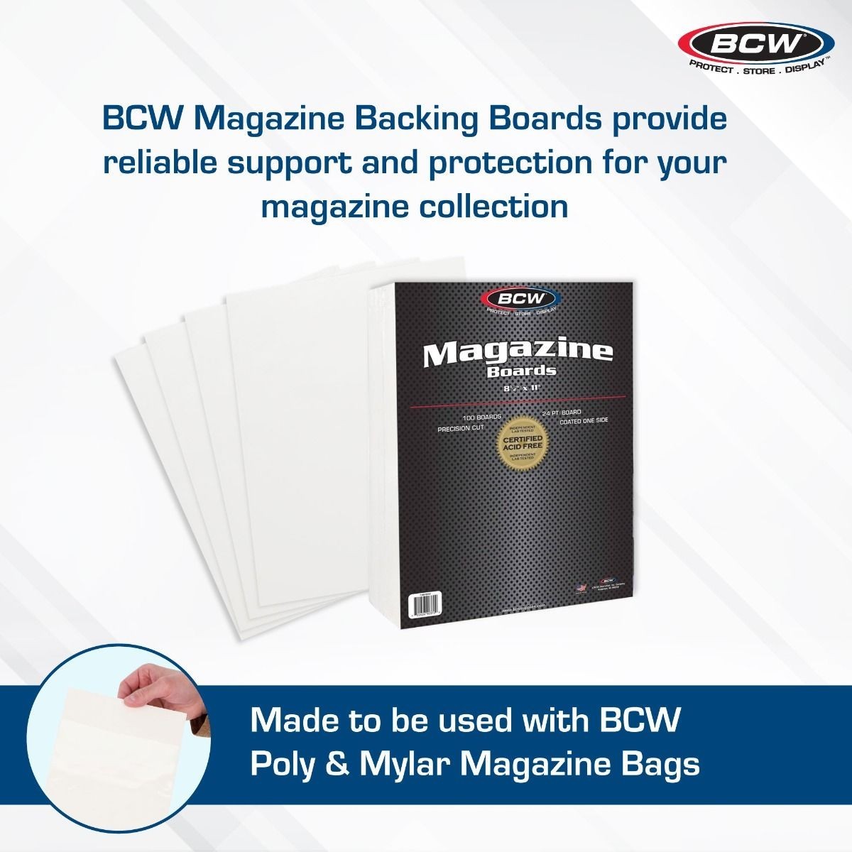 10 BCW 8.5″ x 11″ Magazine Size Backing Boards Storage White Backer 24pt 8-1/2