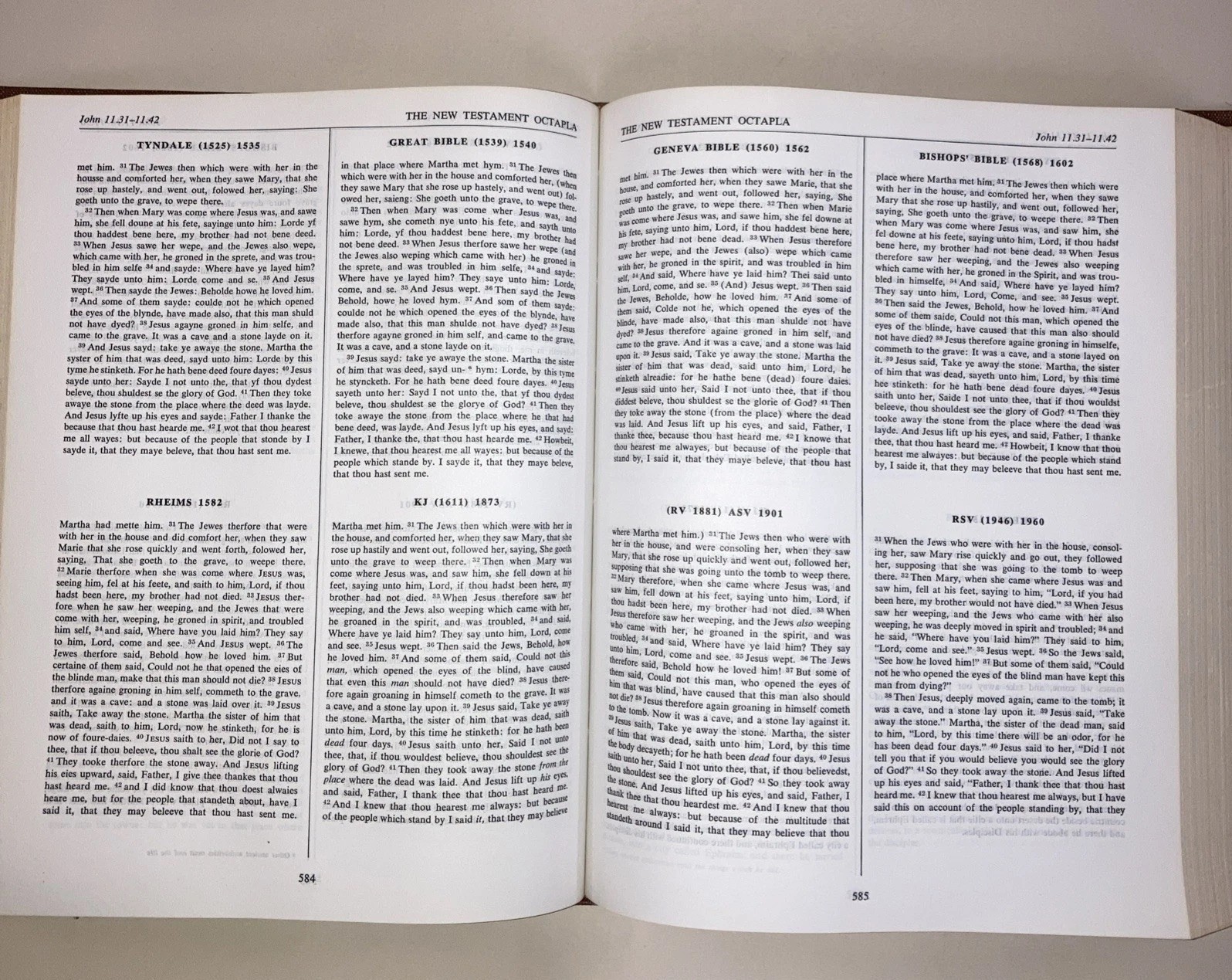 New Testament Octapla 8 English Vers of New Testament in Tyndale KJV 1946