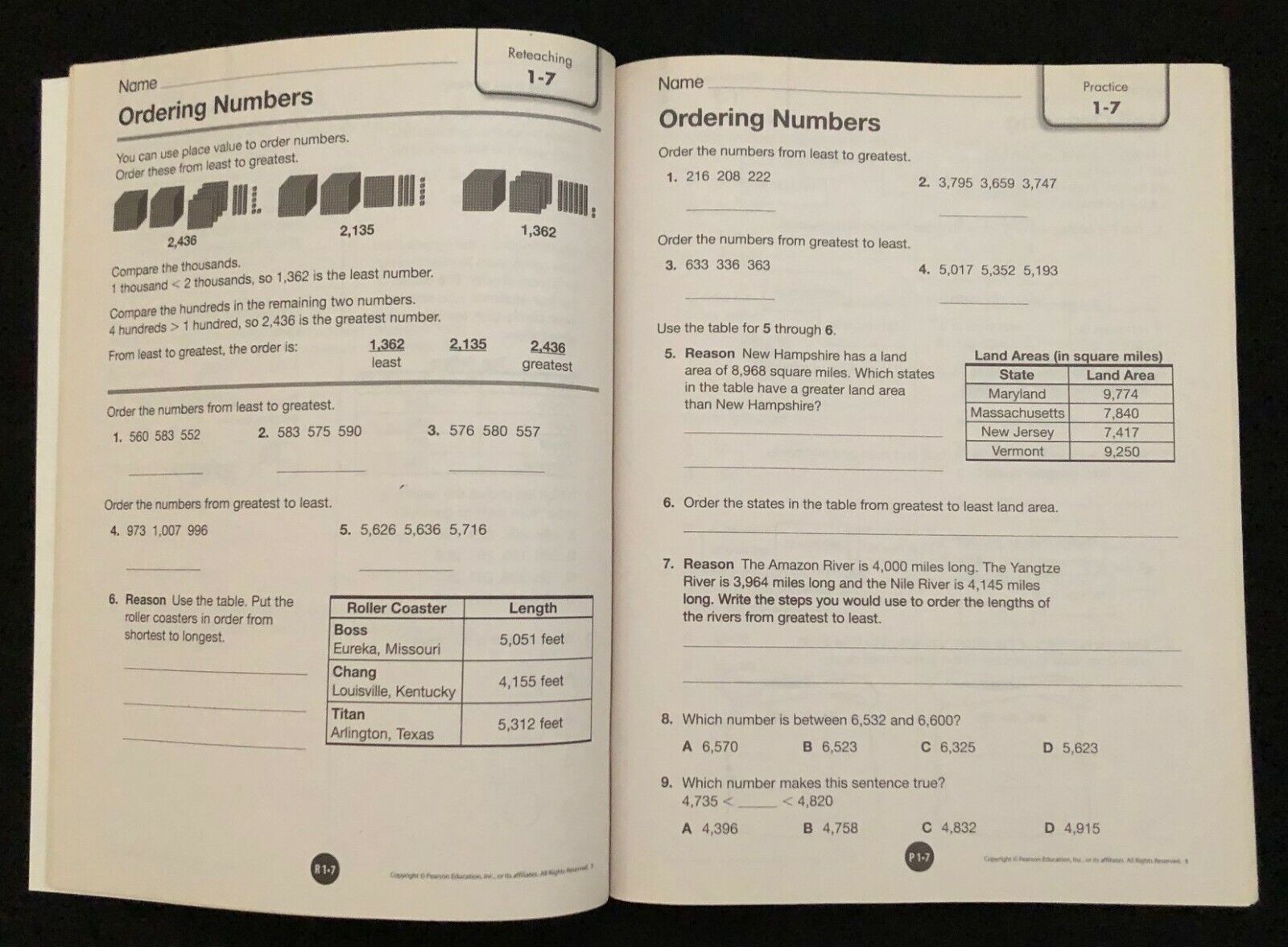 3rd Grade – TEACHER’S RESOURCE MASTERS (5 book set) (2012, Pearson)