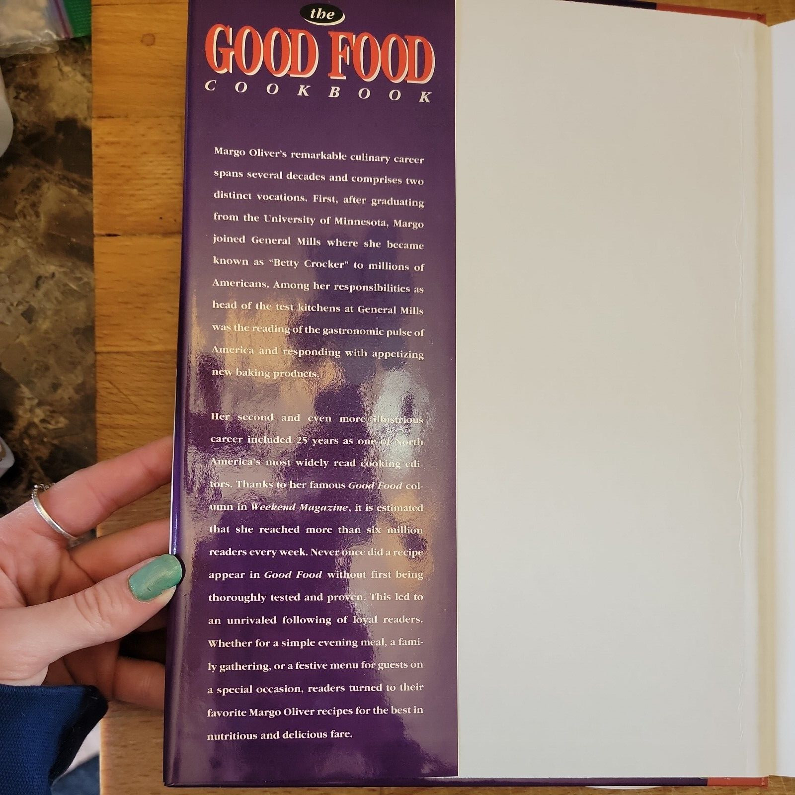 The Good Food Cookbook Hardcover ASIN 2894293798 Margo Oliver (Author) like new