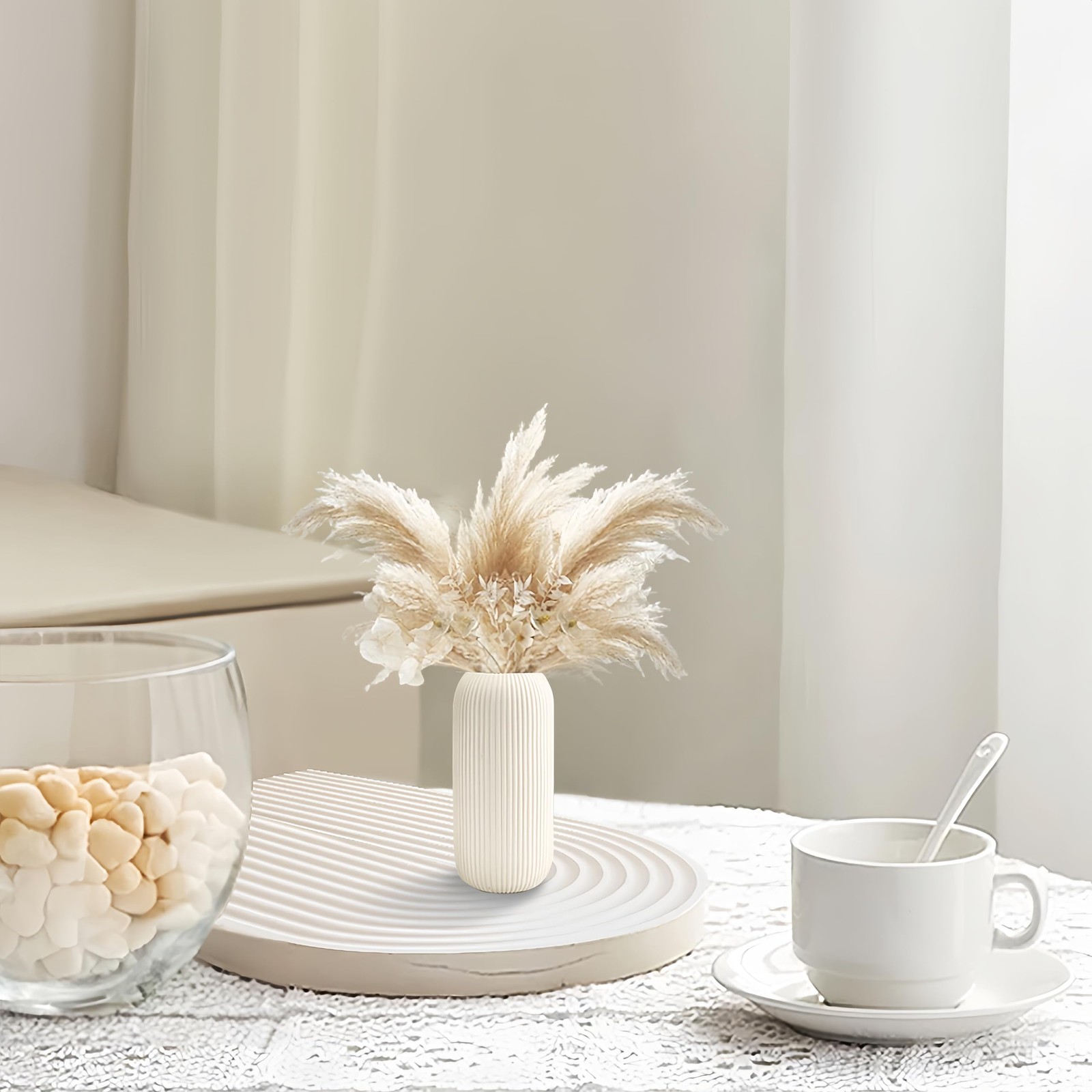 Ceramic Vase for Flowers – Modern Small 8 inches (H) x 3.5 (W), White