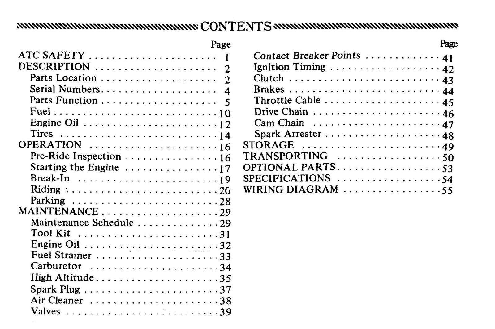 1979 Honda ATC110 Owner’s Manual 58 Pages