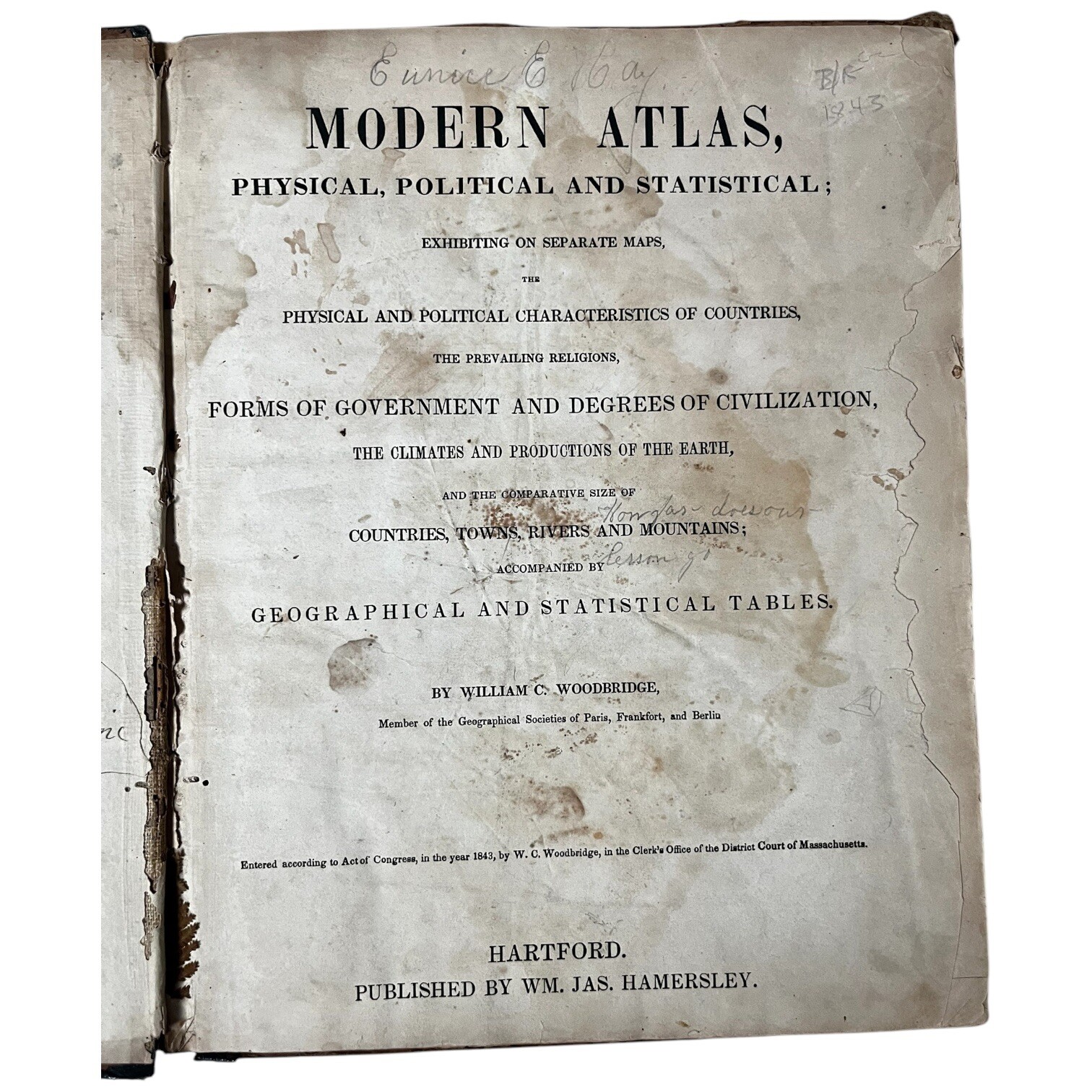 Antique Modern Atlas To Accompany Woodbridge Universal Geography 1840