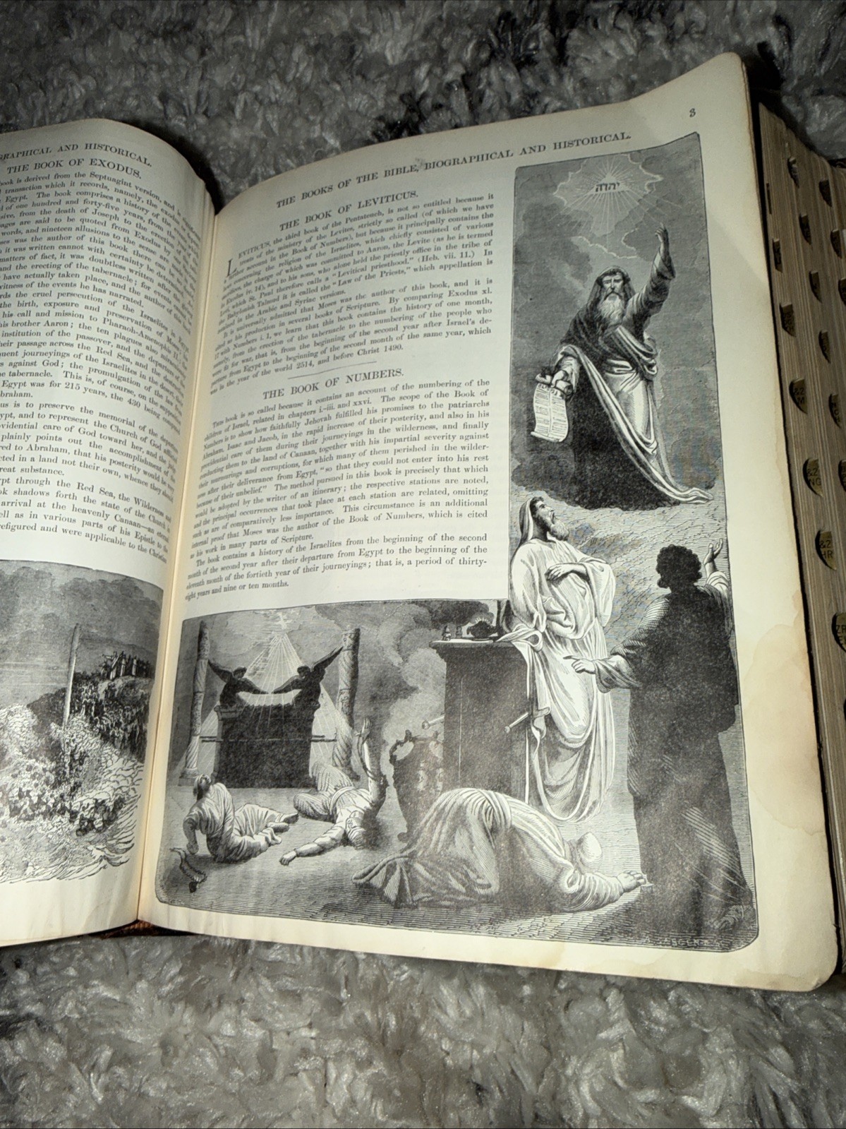 THE HOLY BIBLE, CONTAINING THE OLD AND NEW TESTAMENTS LEATHER BOUND INDEXED RARE