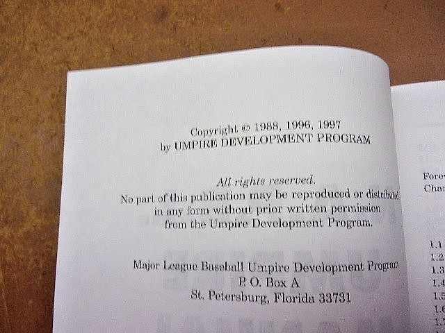 N.A.P.B.L. UMPIRE MANUAL Revised Edition Paperback Umpire Development Program