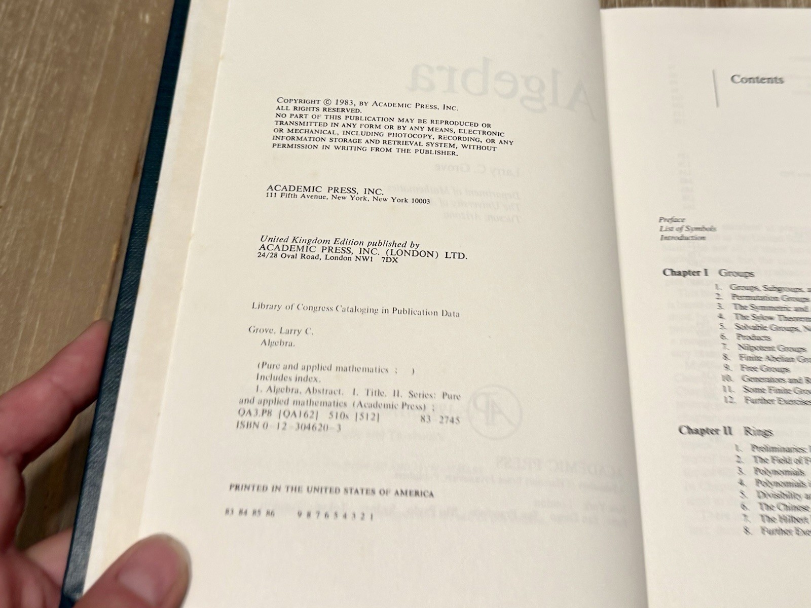 Algebra by Larry C. Grove 1983 HC / Vintage
