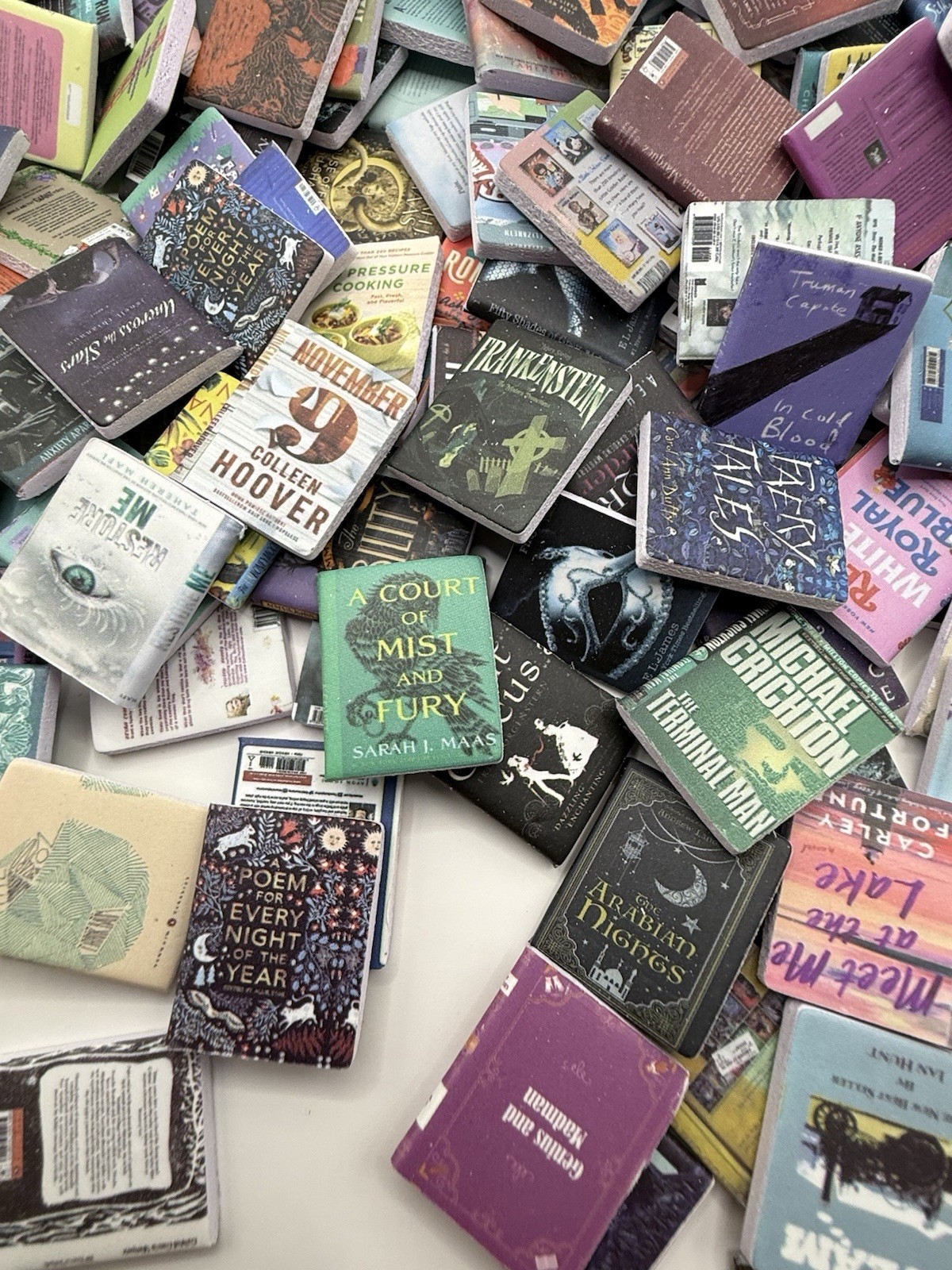 Mini Books Random Assorted Set Of 20 , Paper Crafted Novels. For Decorating Only