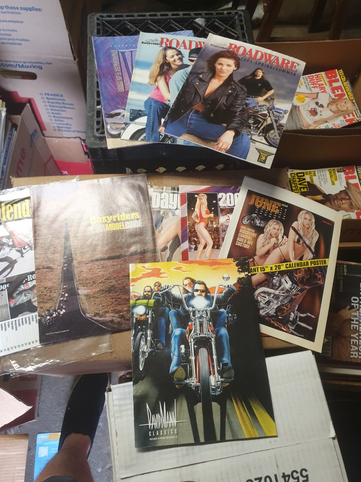 Lot 14: Vintage Biker In The Wind Custom Chopper Easyriders Magazines +Calendars