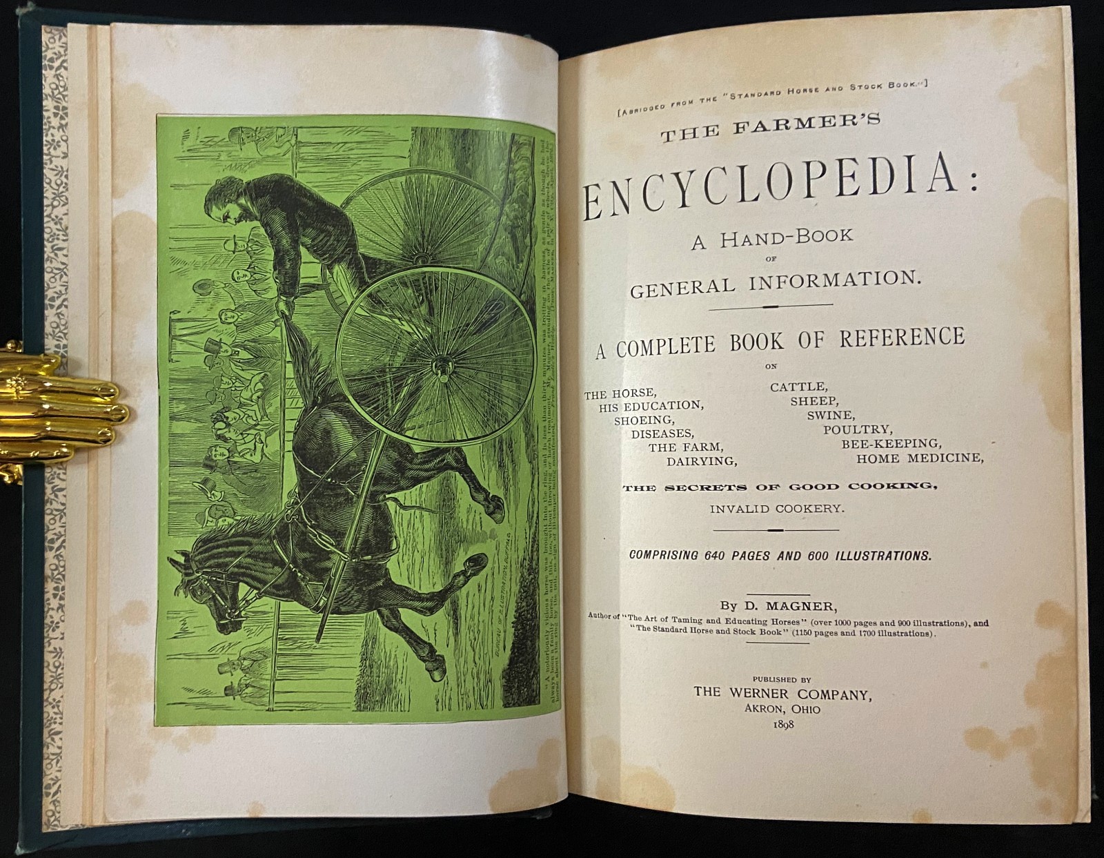 1898 THE FARMER’S ENCYCLOPEDIA Equestrian & Agriculture MAGNER Antique Farming