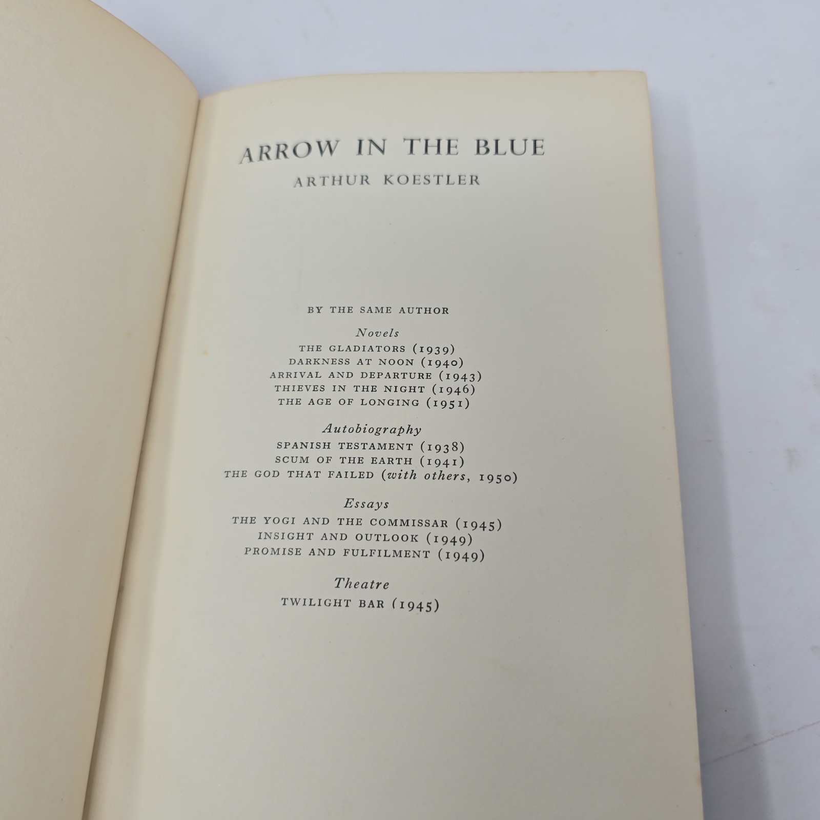 Arrow in the Blue by Arthur Koestler First 1st Edition HC 1954
